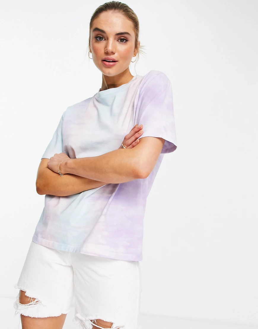 Urban Threads – Oversize-T-Shirt aus Netzstoff mit Batikmuster-Rosa günstig online kaufen
