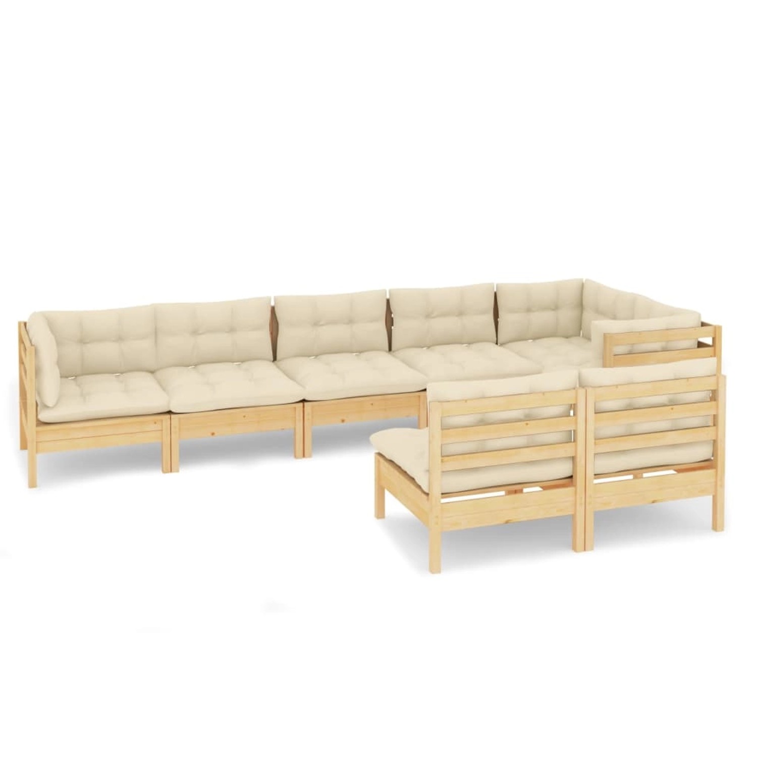 8-tlg. Garten-lounge-set Mit Creme Kissen Massivholz Kiefer günstig online kaufen