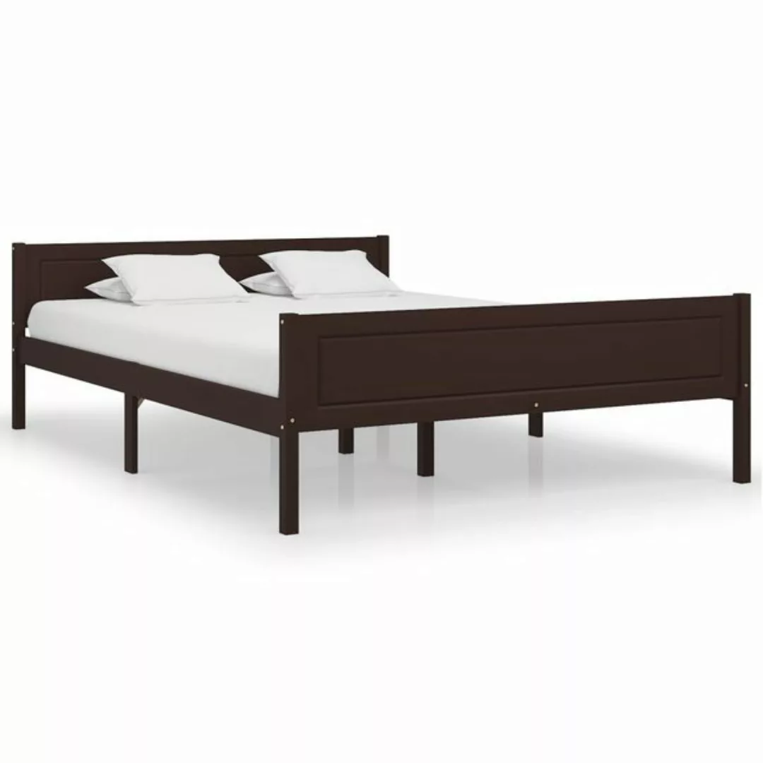 vidaXL Bettgestell Massivholzbett Kiefer Dunkelbraun 160x200 cm Doppelbett günstig online kaufen