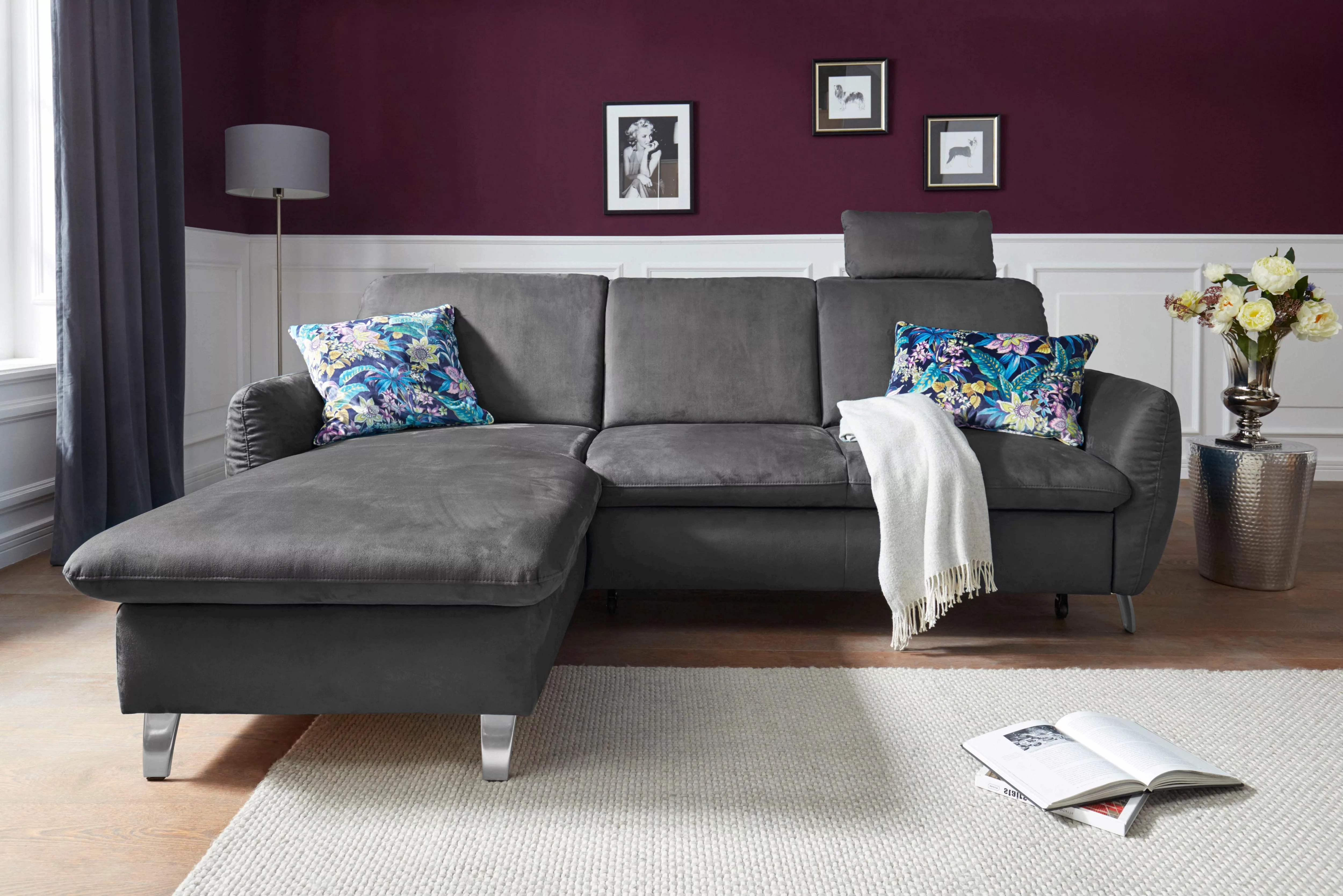 sit&more Ecksofa "Daytona L-Form", mit Federkern, einer Kopfstütze und wahl günstig online kaufen