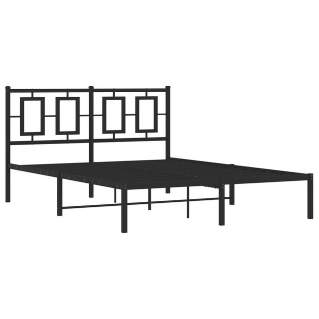 vidaXL Bett Bettgestell mit Kopfteil Metall Schwarz 135x190 cm günstig online kaufen