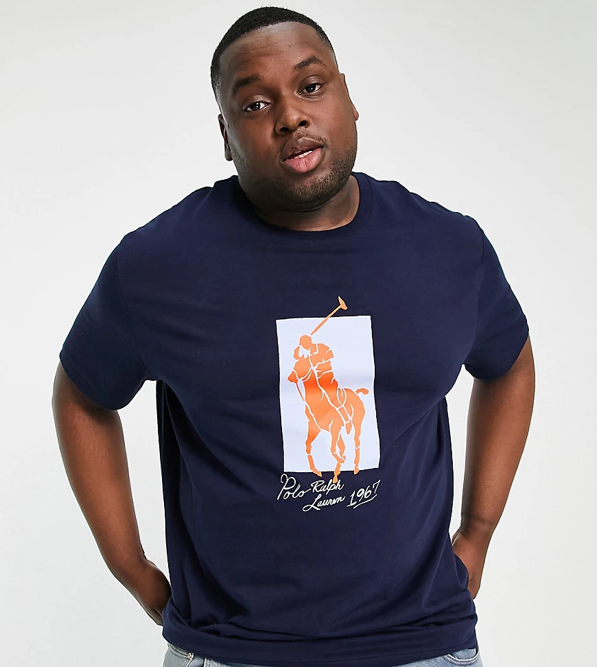 Polo Ralph Lauren Big & Tall – T-Shirt in Marineblau mit kastenförmigem Pol günstig online kaufen