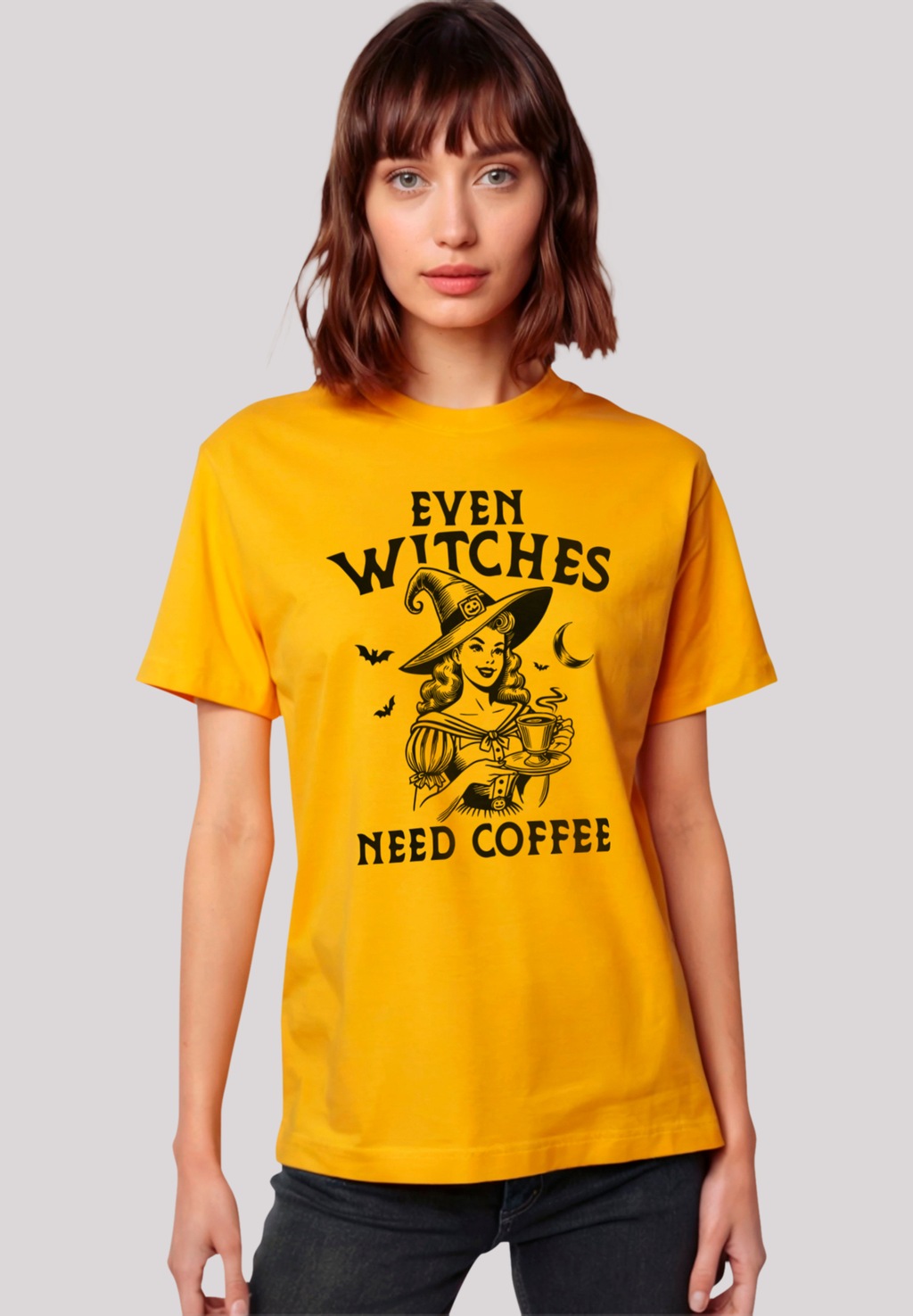 F4NT4STIC T-Shirt "Halloween Witch even witches need coffee", Premium Quali günstig online kaufen