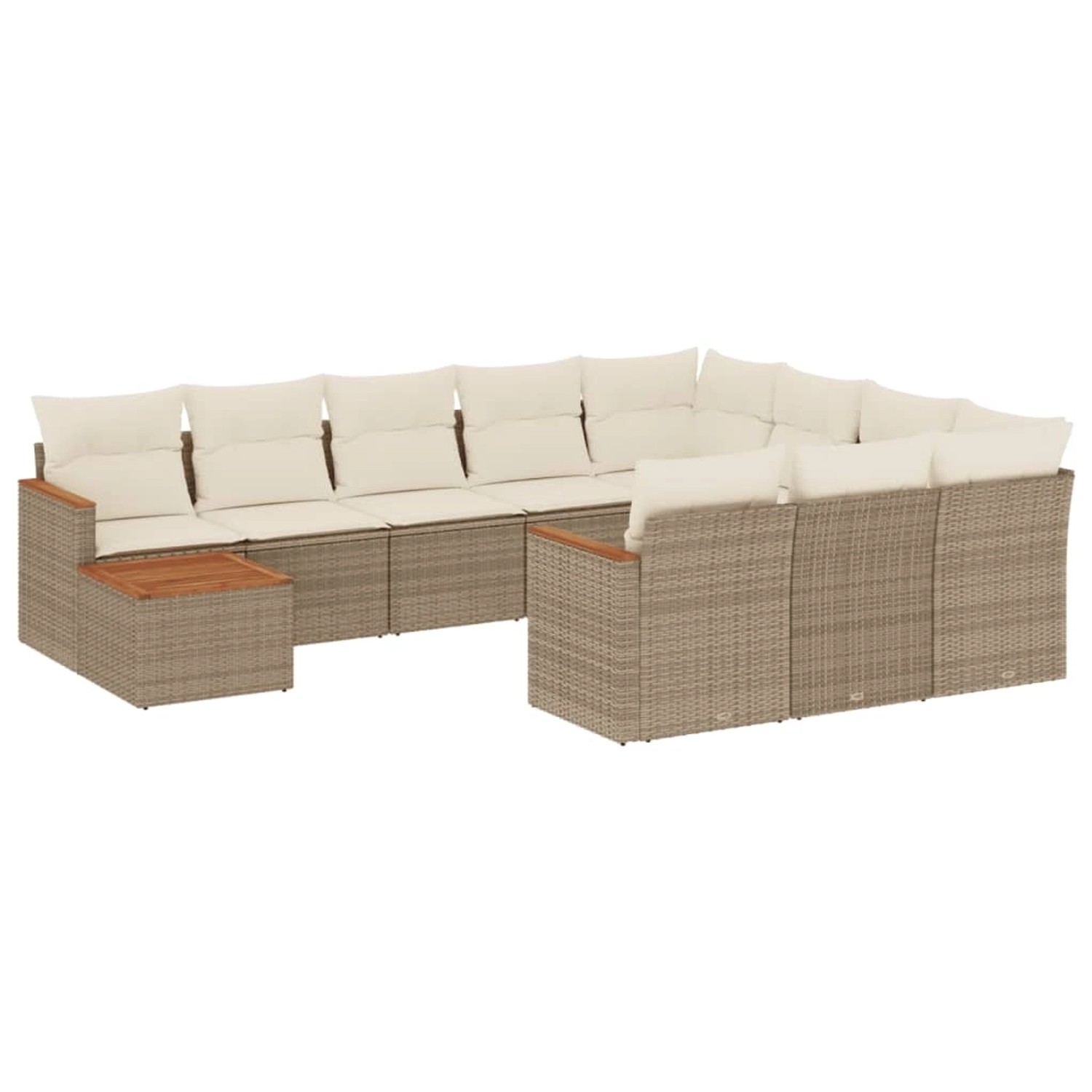 vidaXL 11-Tlg Garten-Sofagarnitur mit Kissen Beige Poly Rattan 3258768 günstig online kaufen