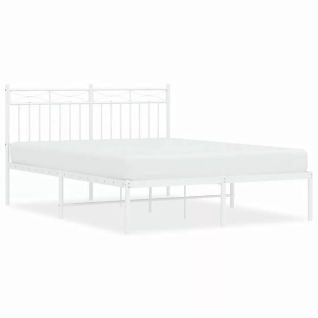 furnicato Bett Bettgestell mit Kopfteil Metall Weiß 140x190 cm günstig online kaufen