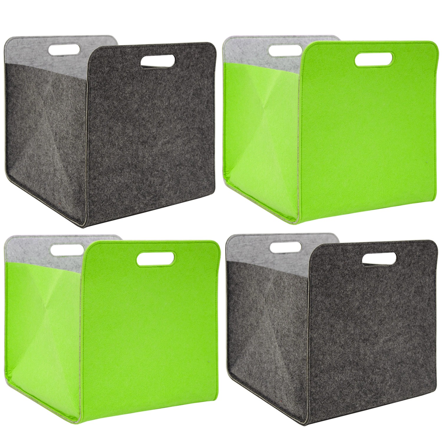 DuneDesign Filz Aufbewahrungsbox für Kallax Regal 33 x 33 x 38 cm 4er Grau günstig online kaufen