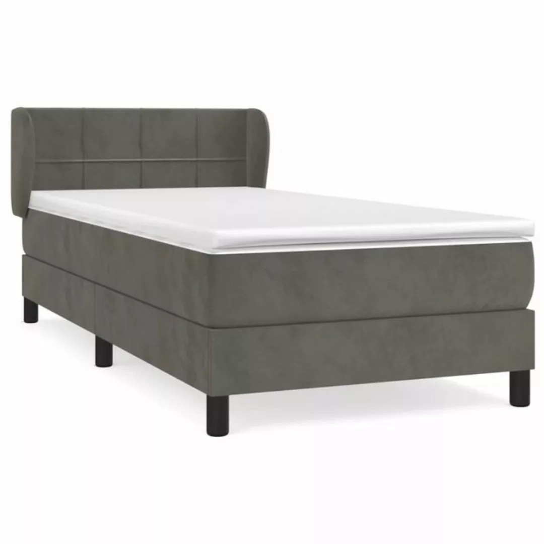 vidaXL Bettgestell Boxspringbett mit Matratze Dunkelgrau 90x200 cm Samt Bet günstig online kaufen