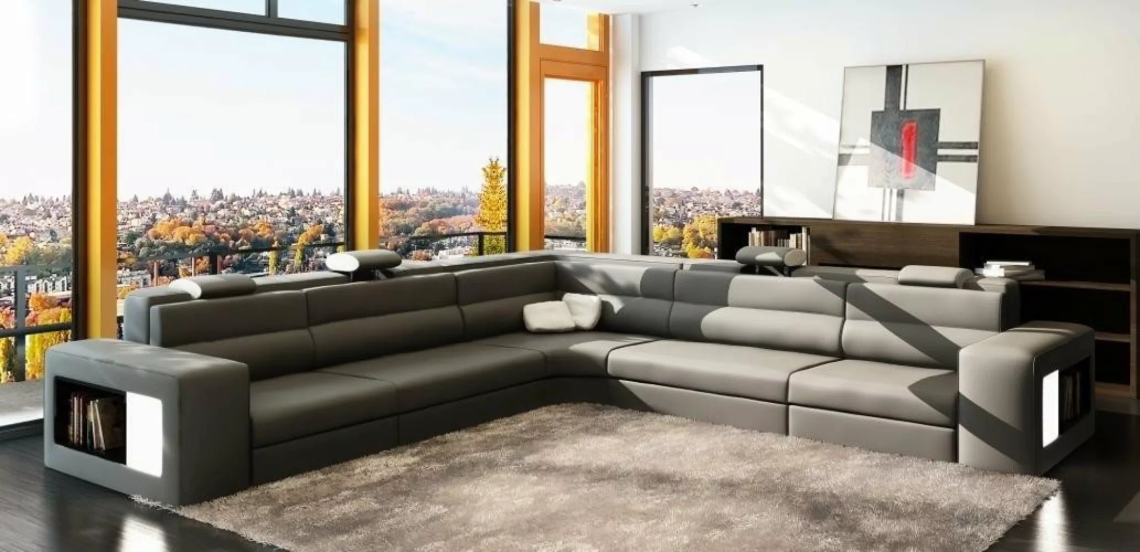 JVmoebel Ecksofa Ledersofa Sofa mit USB Ecksofa Sitz Polster Wohnlandschaft günstig online kaufen