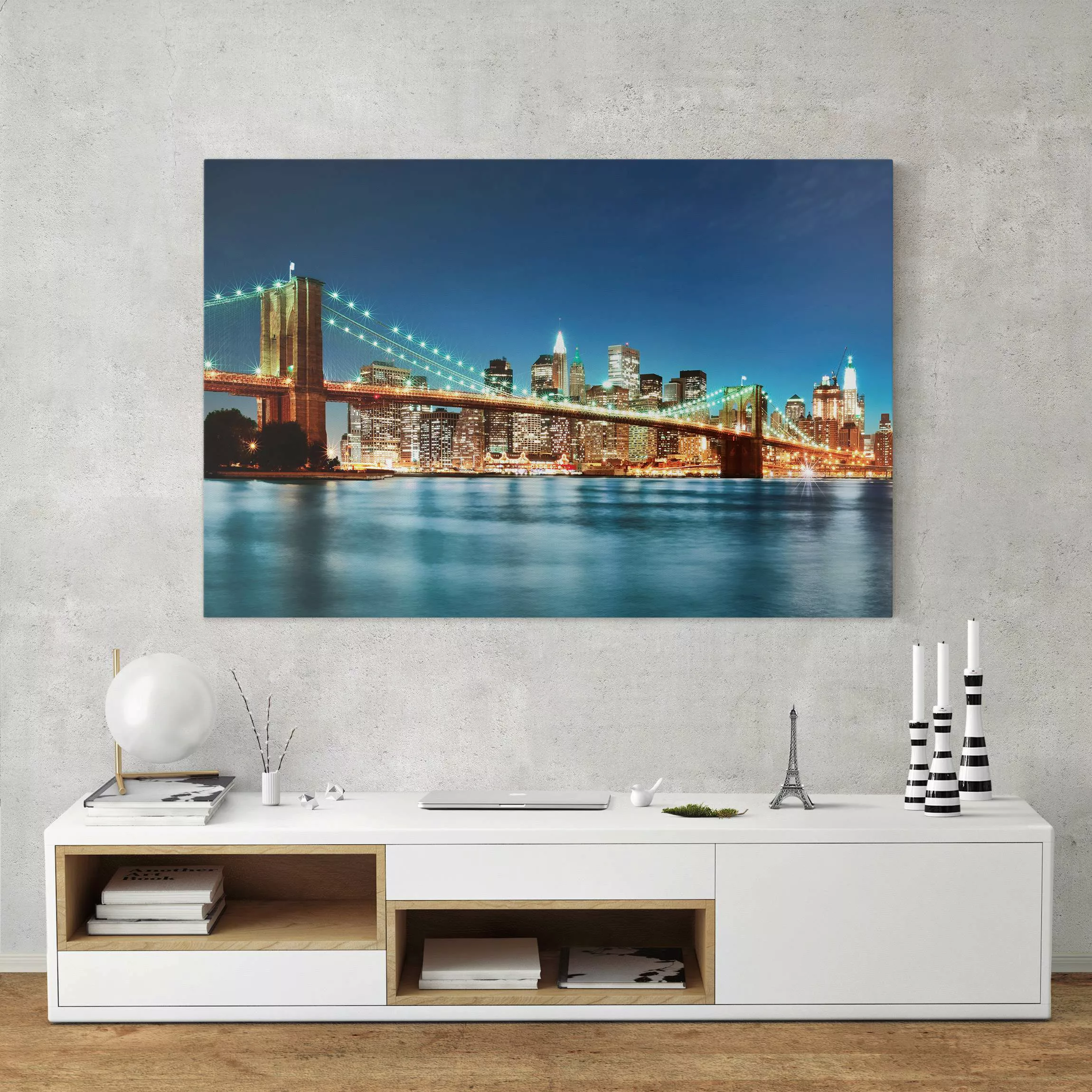 Leinwandbild New York - Querformat Nighttime Manhattan Bridge günstig online kaufen