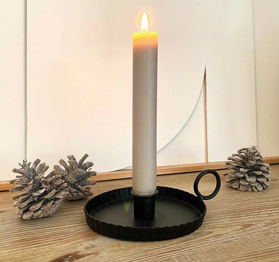 Kerzenhalter mit Henkel Biedermeier Kerzenständer Metall Schwarz Patiniert günstig online kaufen
