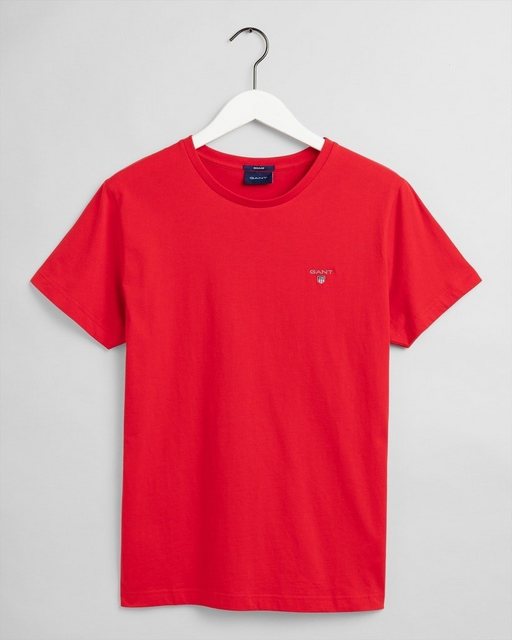 GANT Herren T-Shirt kurzarm - Original T-Shirt, Rundhals, Baumwolle Rot XL günstig online kaufen