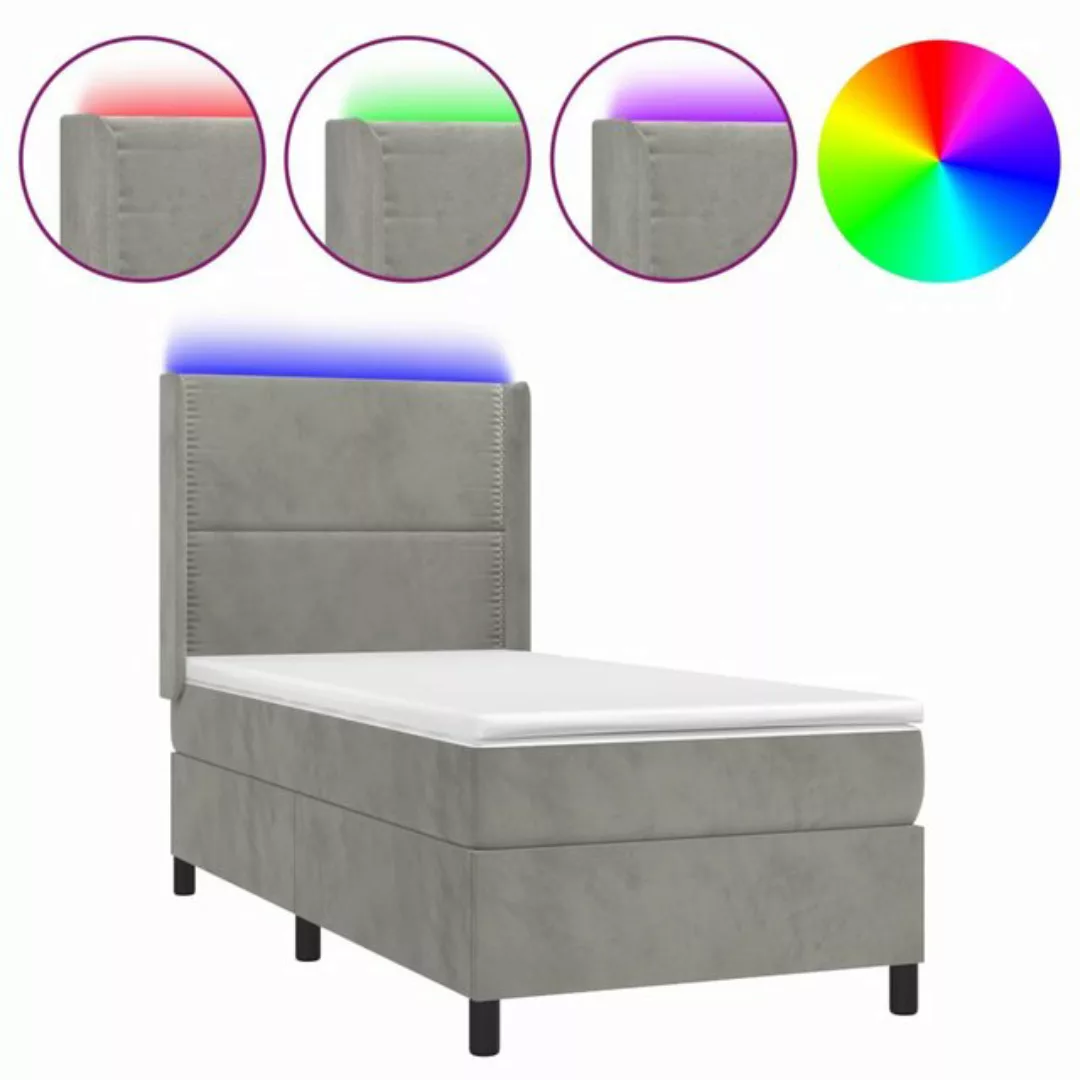 vidaXL Boxspringbett Boxspringbett mit Matratze und LED Samt (80 x 200 cm, günstig online kaufen