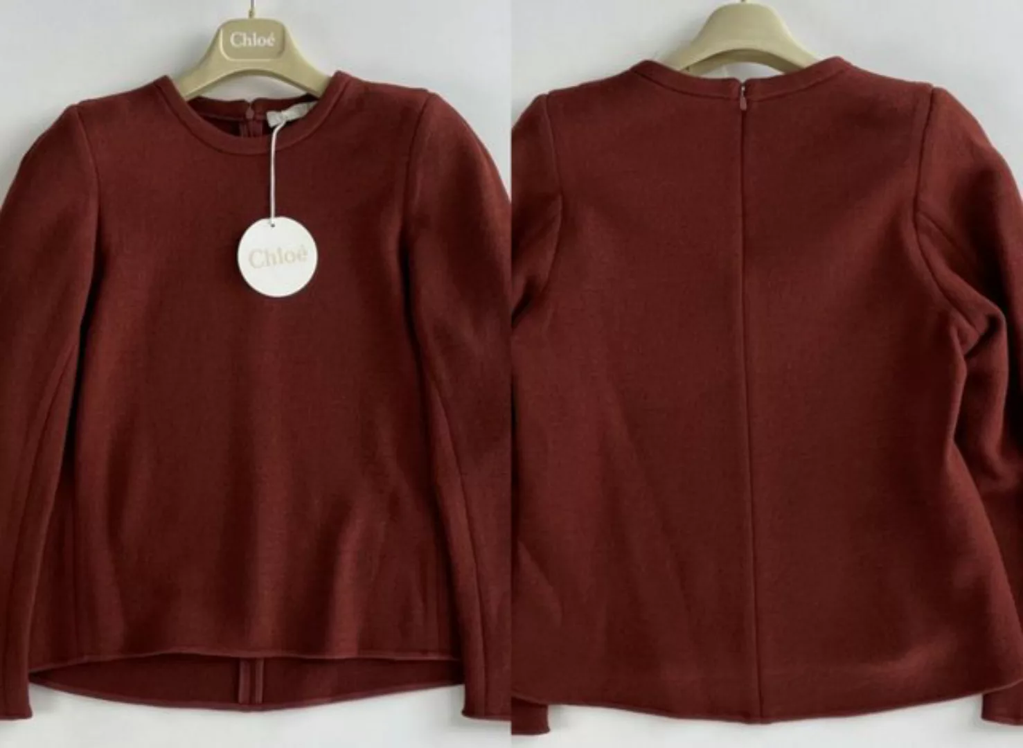 Chloé Strickpullover Chloé Women's Iconic Crewneck Washed Wool Jersey Zip P günstig online kaufen
