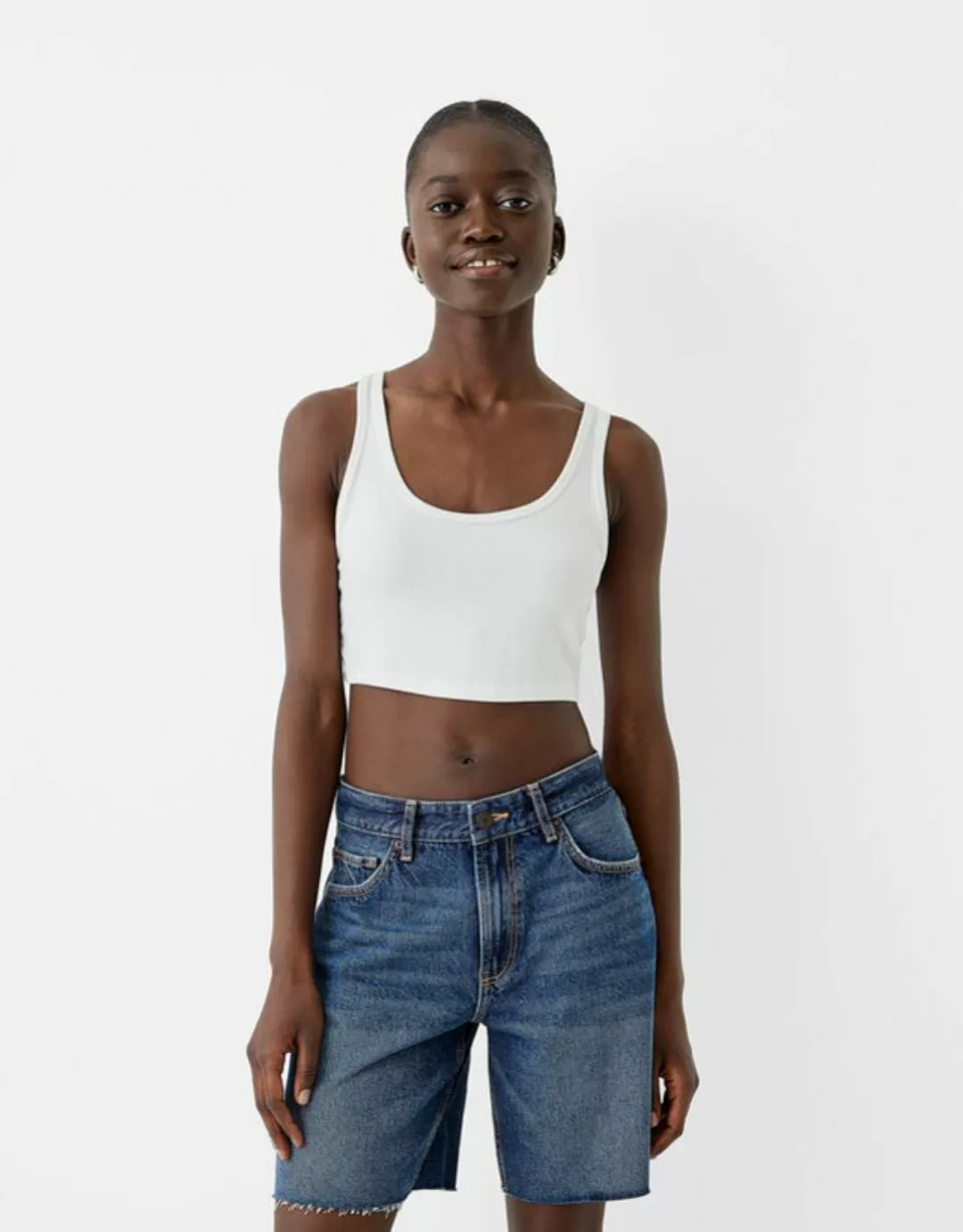 Bershka Jeans-Bermudashorts Damen 44 Blau günstig online kaufen