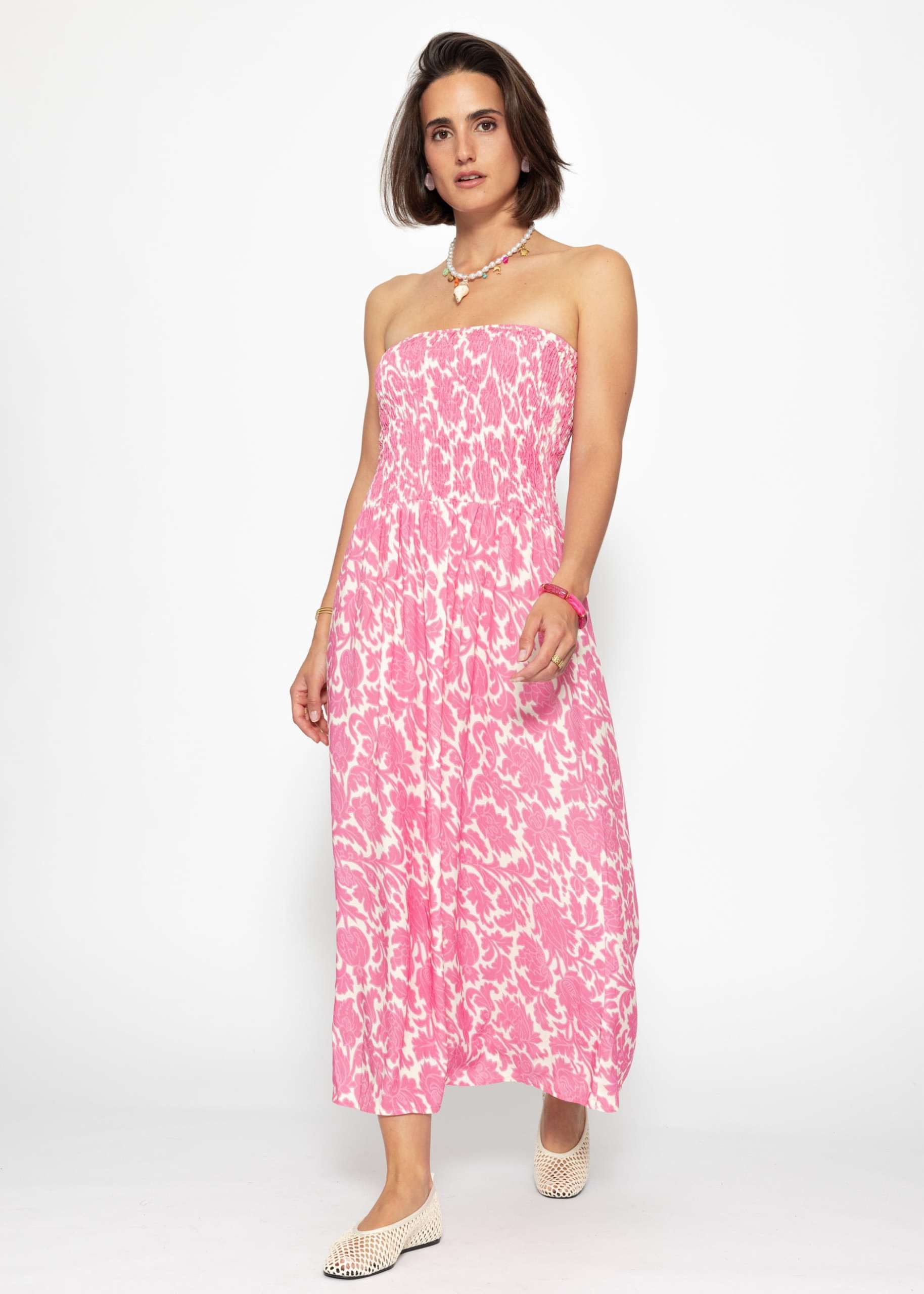SASSYCLASSY Minikleid Gesmoktes Bandeau-Kleid mit Print günstig online kaufen