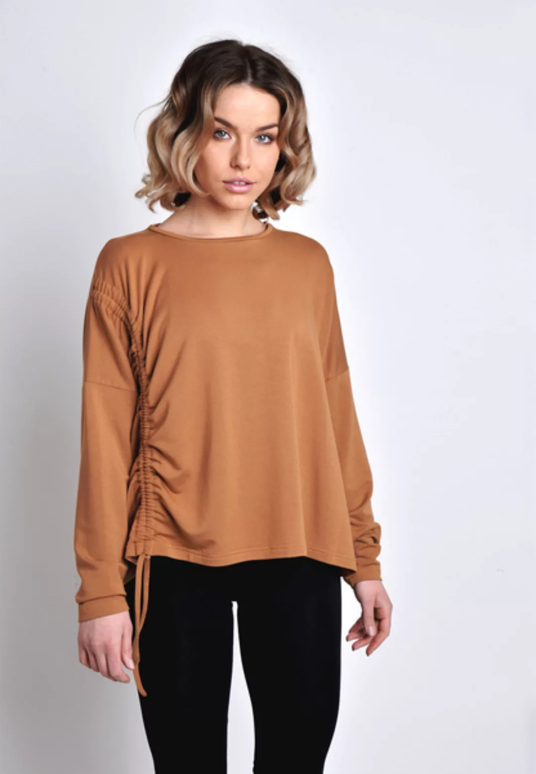 Sweatshirt, Langarmshirt Mit Raffung Tencel-modal günstig online kaufen