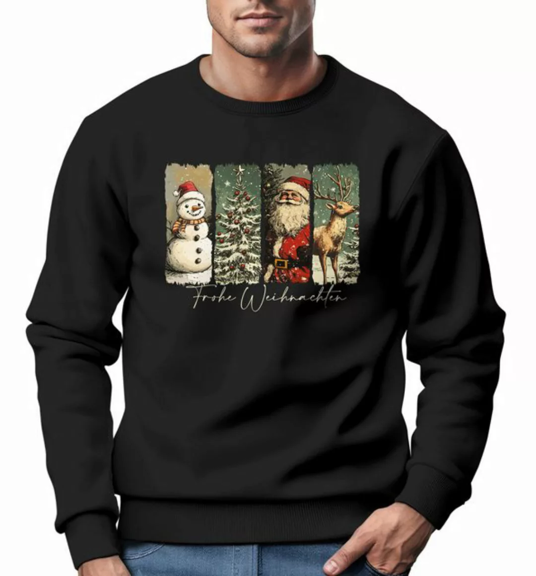 MoonWorks Sweatshirt Sweatshirt Herren Weihnachten Retro Design mit Schneem günstig online kaufen