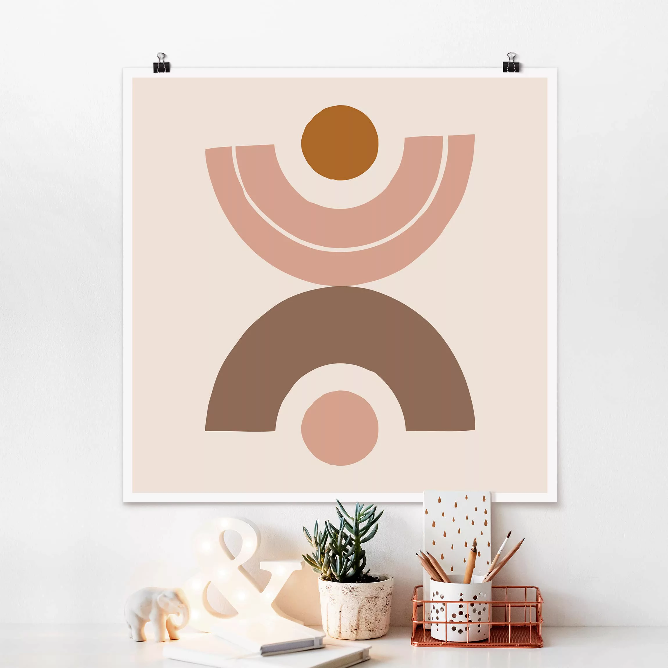 Poster Abstrakt - Quadrat Line Art Abstrakte Formen Pastell günstig online kaufen