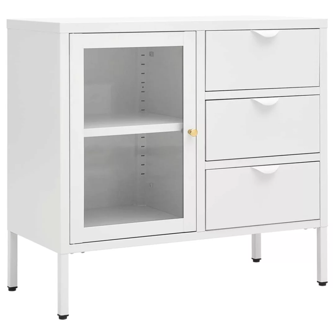 Sideboard Weiß 75x35x70 Cm Stahl Und Hartglas günstig online kaufen