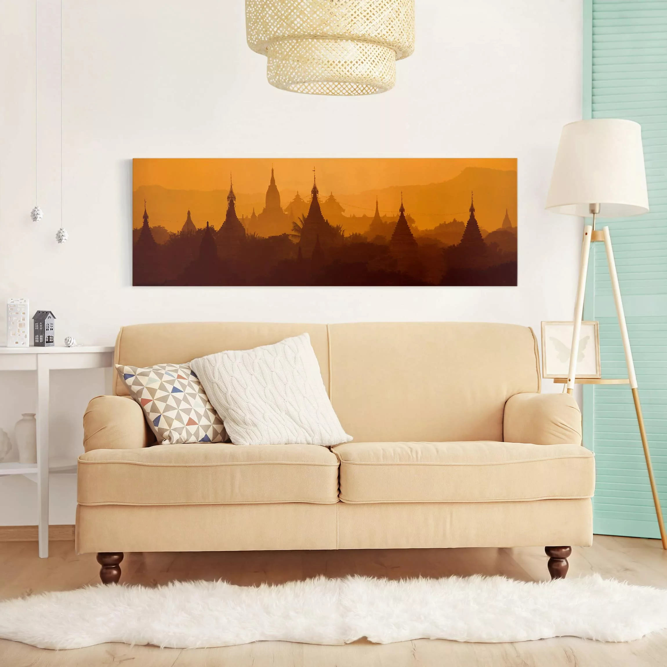 Leinwandbild Architektur & Skyline - Panorama Tempelstadt in Myanmar günstig online kaufen