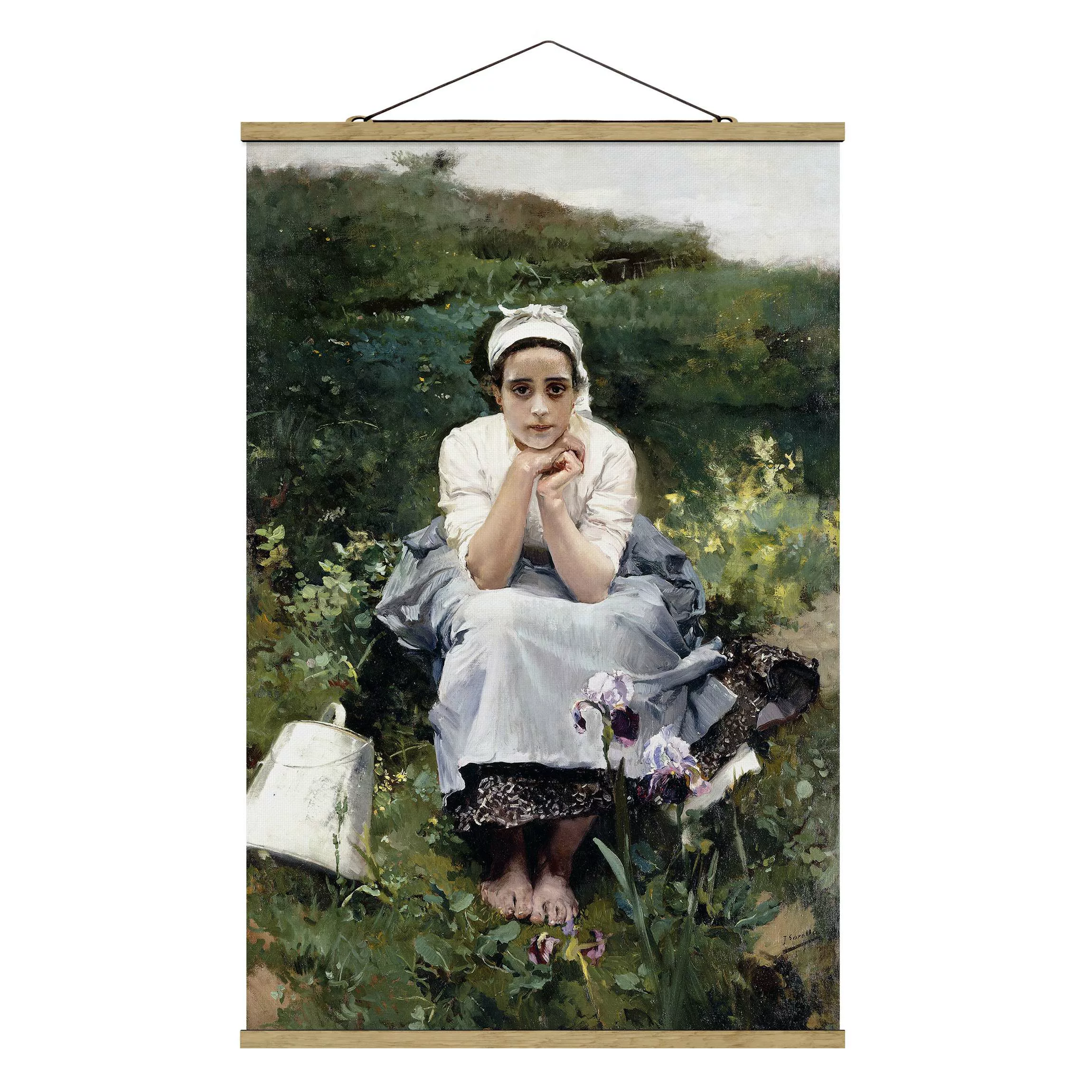 Stoffbild Blumen mit Posterleisten - Hochformat Joaquin Sorolla - Das Milch günstig online kaufen