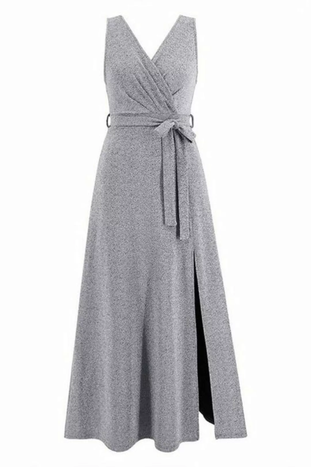 ZWY Dirndl Ärmelloses Kleid mit V-Ausschnitt langer Schlitzrock Kleid Elega günstig online kaufen