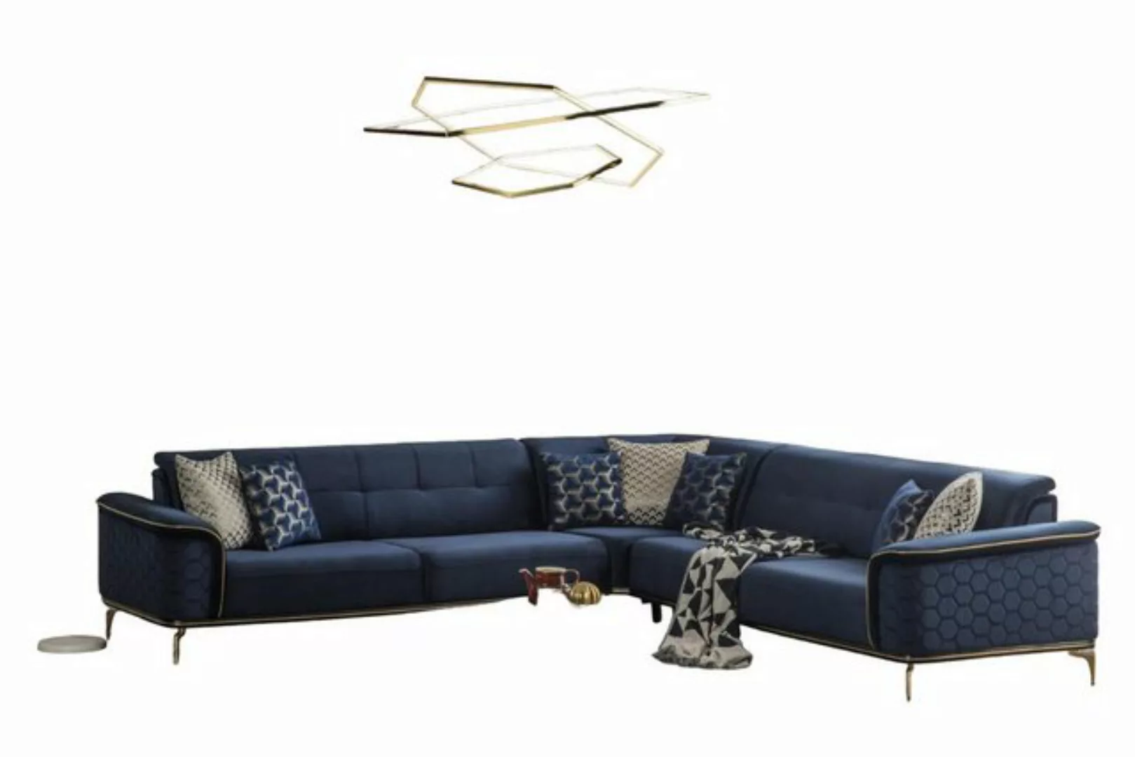 JVmoebel Ecksofa Luxus Ecksofa Royal Blaue Samt Couch Eckgarnitur günstig online kaufen