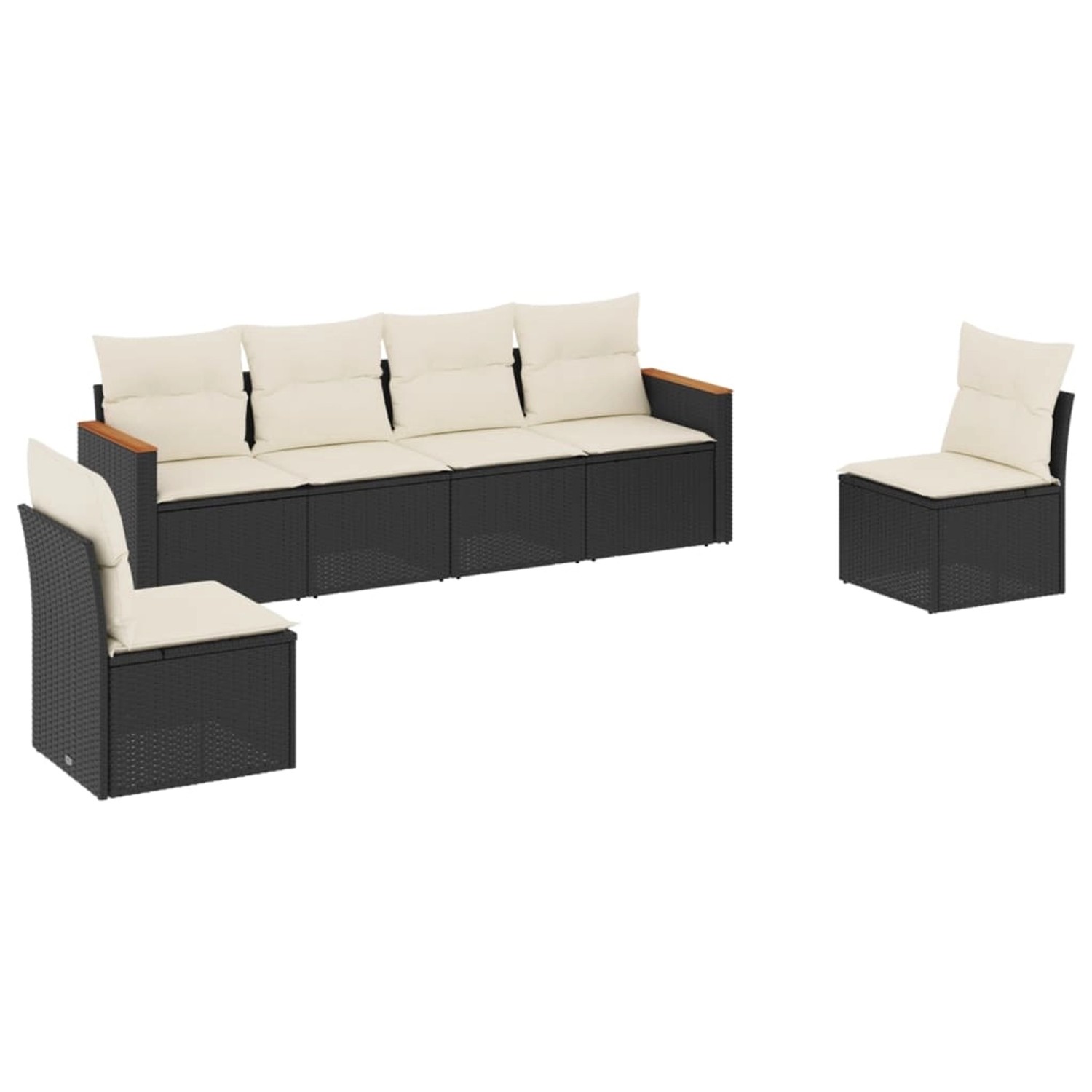 vidaXL 6-Tlg Garten-Sofagarnitur mit Kissen Schwarz Poly Rattan 3225860 günstig online kaufen