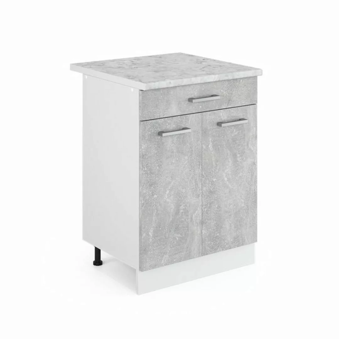 Vicco Unterschrank R-Line, Beton/Weiß, 60 cm mit Schublade, AP Marmor günstig online kaufen