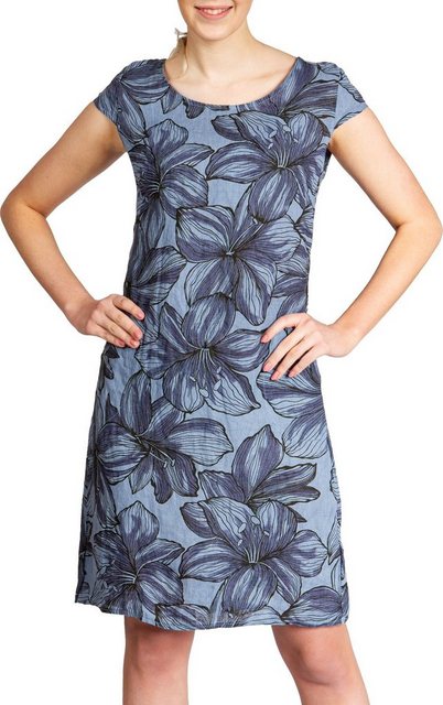 Caspar Sommerkleid SKL038 Damen Sommer Leinenkleid mit Lilien Blüten Print günstig online kaufen