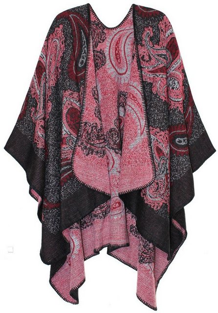 dy_mode Poncho Damen Wendeponcho Cape Umhang in Paisley Muster Poncho Overs günstig online kaufen