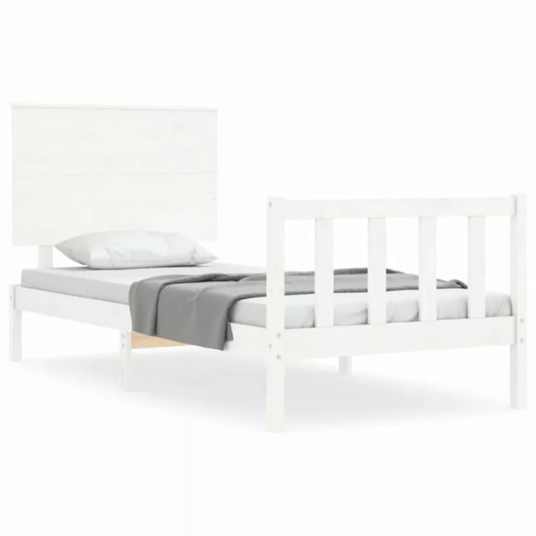 vidaXL Bett Massivholzbett ohne Matratze Weiß 90x200 cm Kiefernholz günstig online kaufen