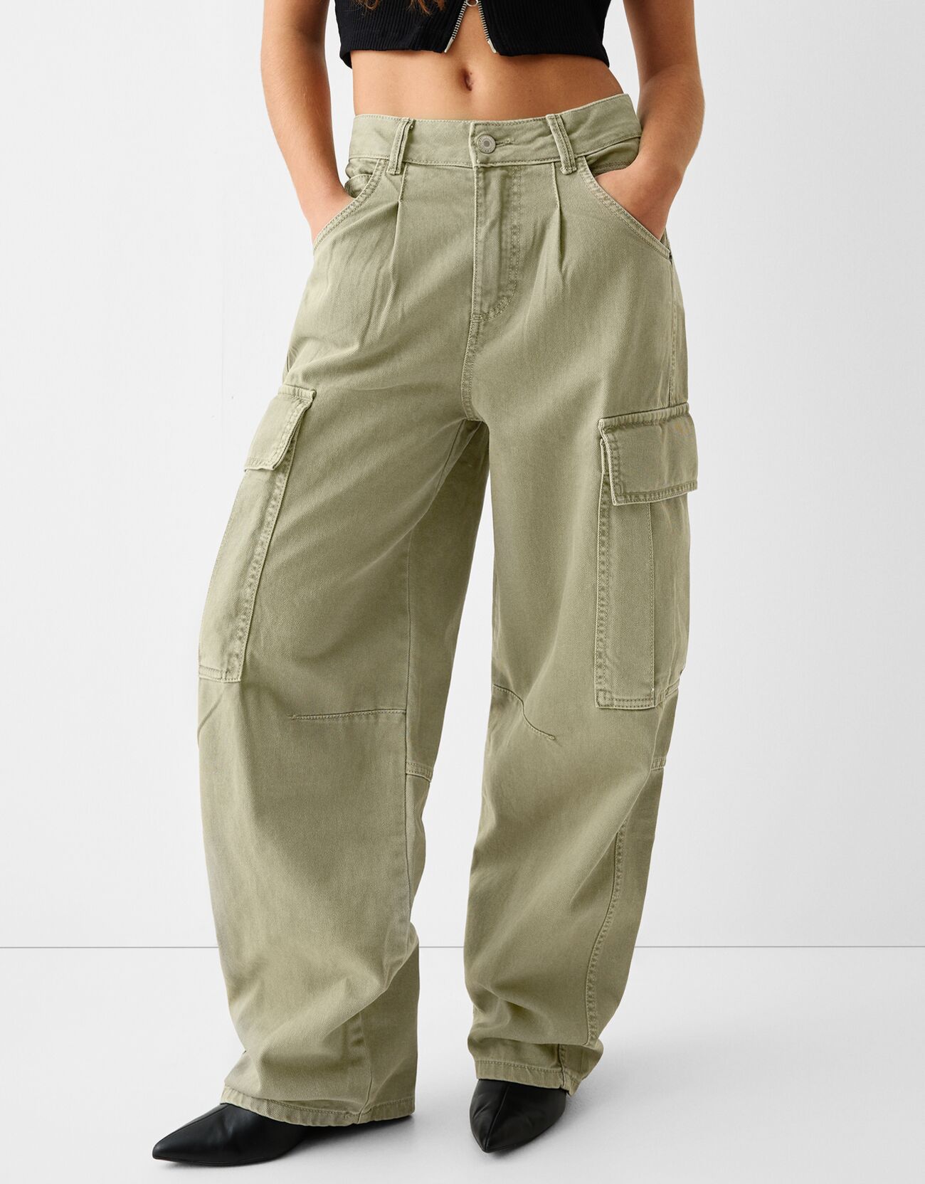 Bershka Cargohose Im Skater-Fit Aus Twill Damen 34 Khaki günstig online kaufen