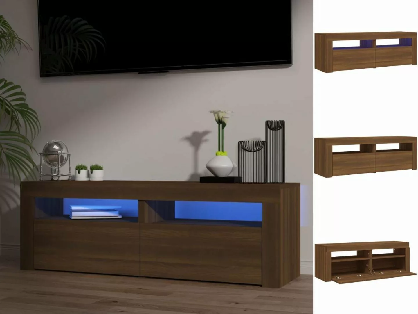 vidaXL TV-Schrank TV-Schrank mit LED-Leuchten Braun Eichen-Optik 120x35x40 günstig online kaufen