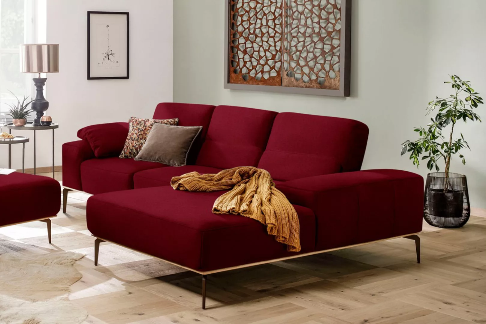 W.SCHILLIG Ecksofa run, mit Holzsockel, Füße in Bronze pulverbeschichtet, B günstig online kaufen