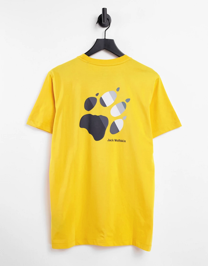 Jack Wolfskin – Rainbow Paw – T-Shirt in Gelb günstig online kaufen