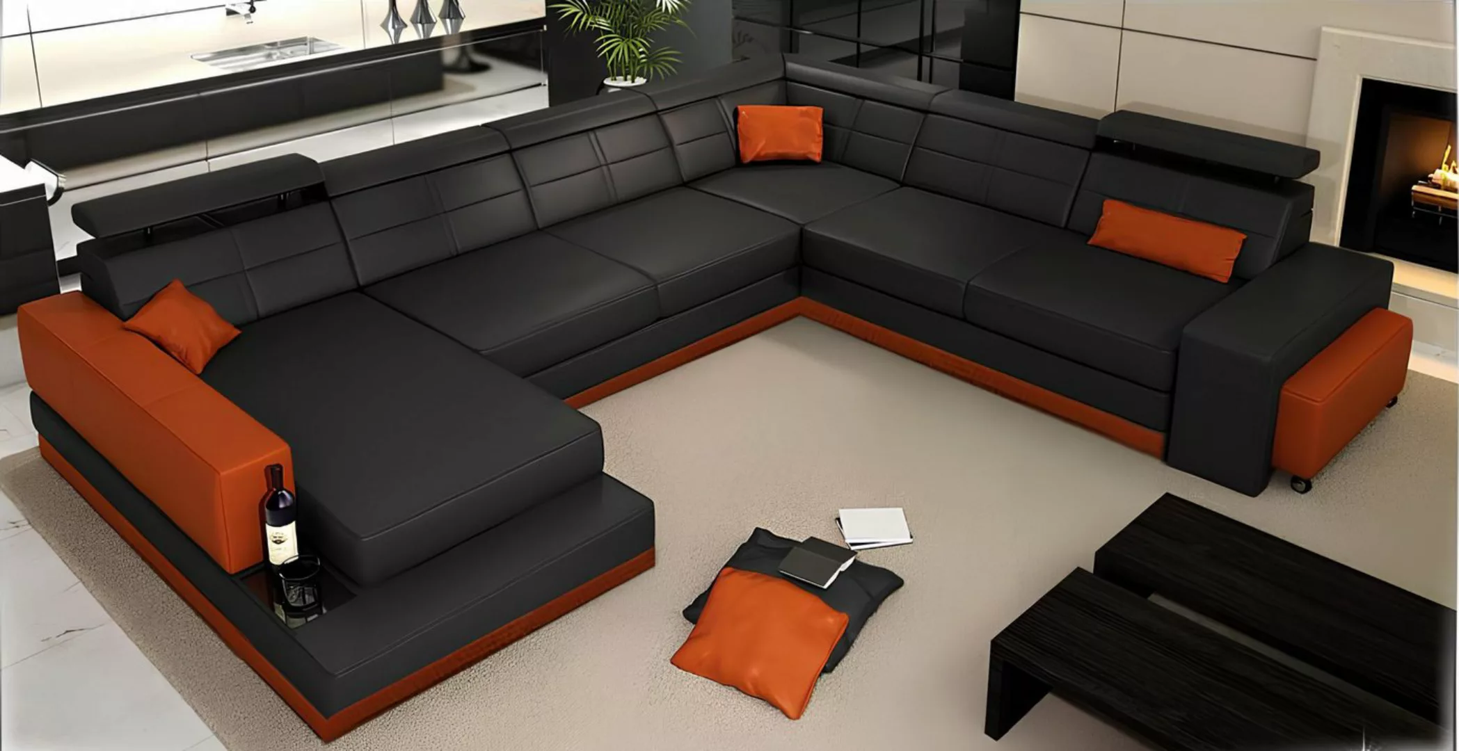 Xlmoebel Sofa Modernes Ecksofa Ledercouch Wohnlandschaft Eckgarnitur Design günstig online kaufen