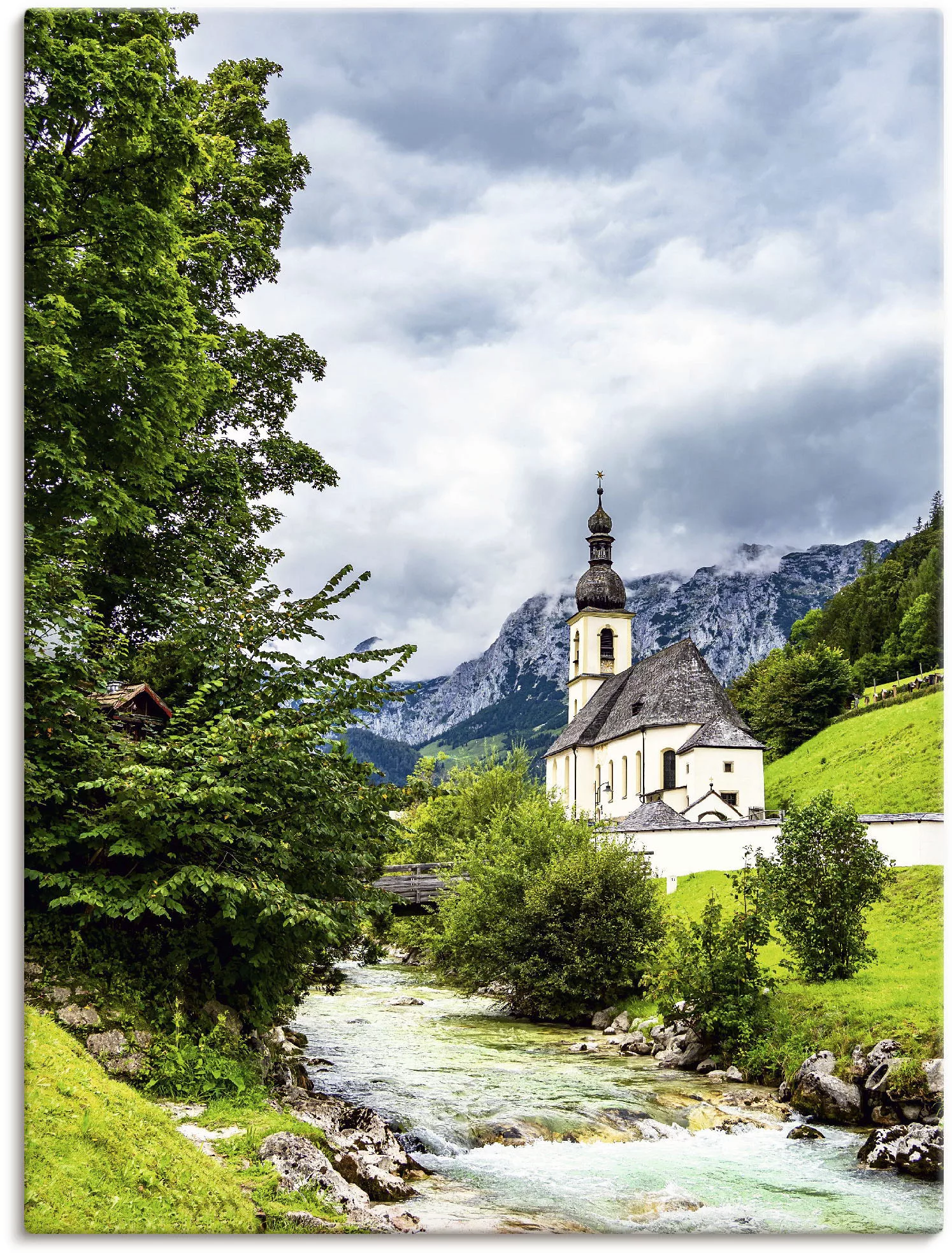 Artland Alu-Dibond-Druck "Pfarrkirche St. Sebastian Ramsau I", Berge & Alpe günstig online kaufen