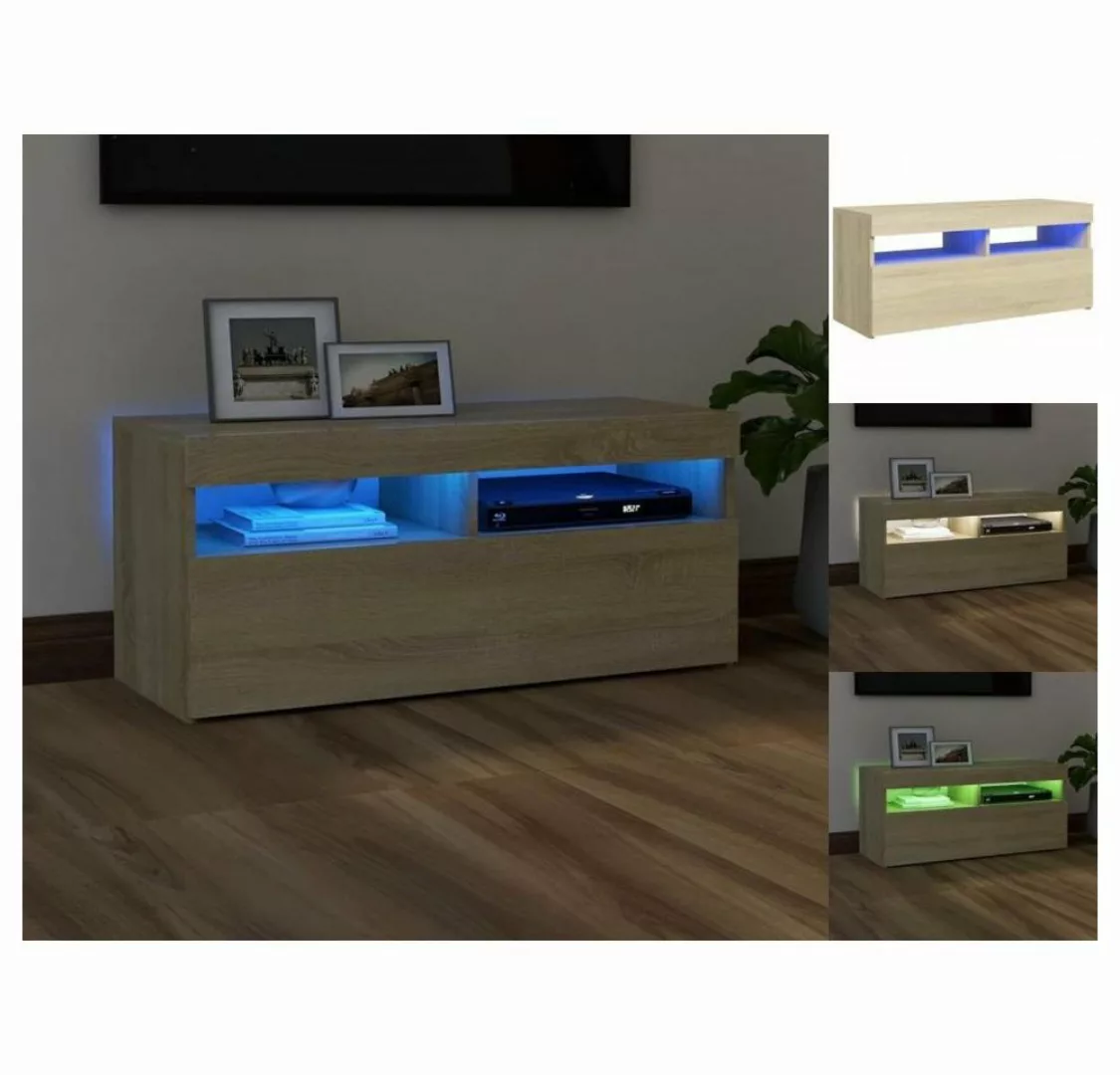 vidaXL TV-Schrank TV-Schrank mit LED-Leuchten Sonoma-Eiche 90x35x40 cm Lowb günstig online kaufen