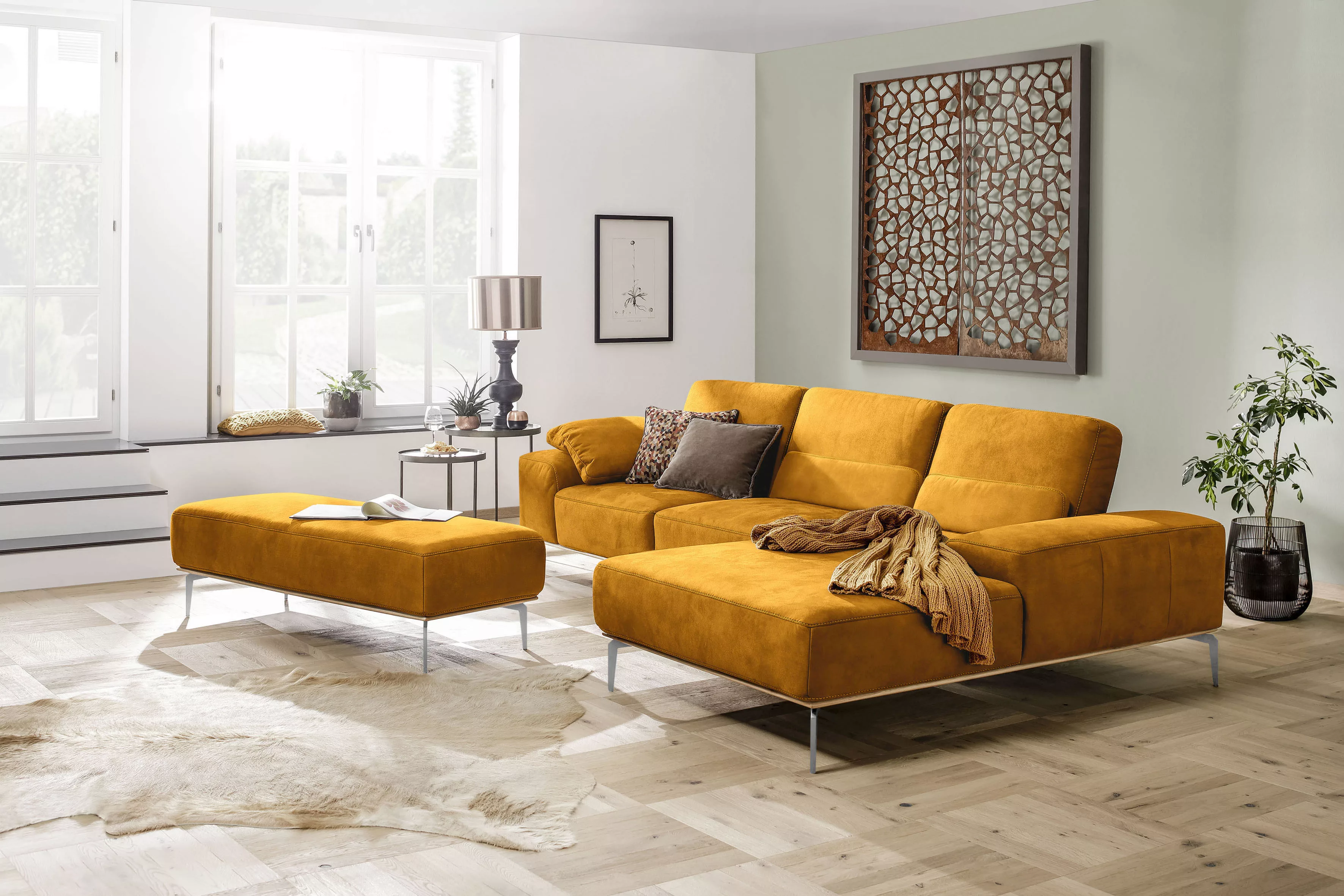 W.SCHILLIG Ecksofa run, mit elegantem Holzsockel, Füße in Chrom glänzend, B günstig online kaufen