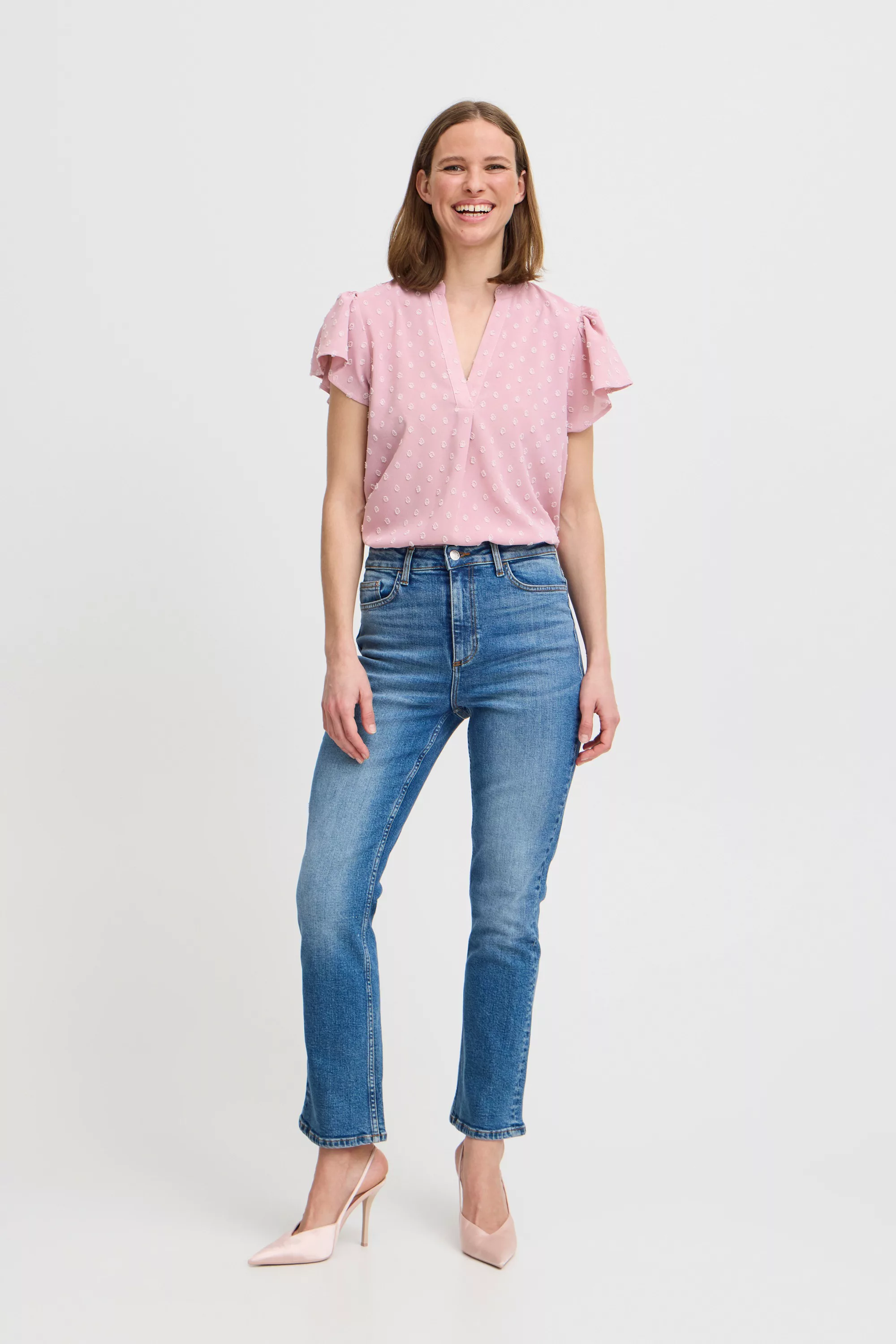 b.young Kurzarmbluse BYJELENA BLOUSE Moderne Bluse mit Flügelärmel günstig online kaufen