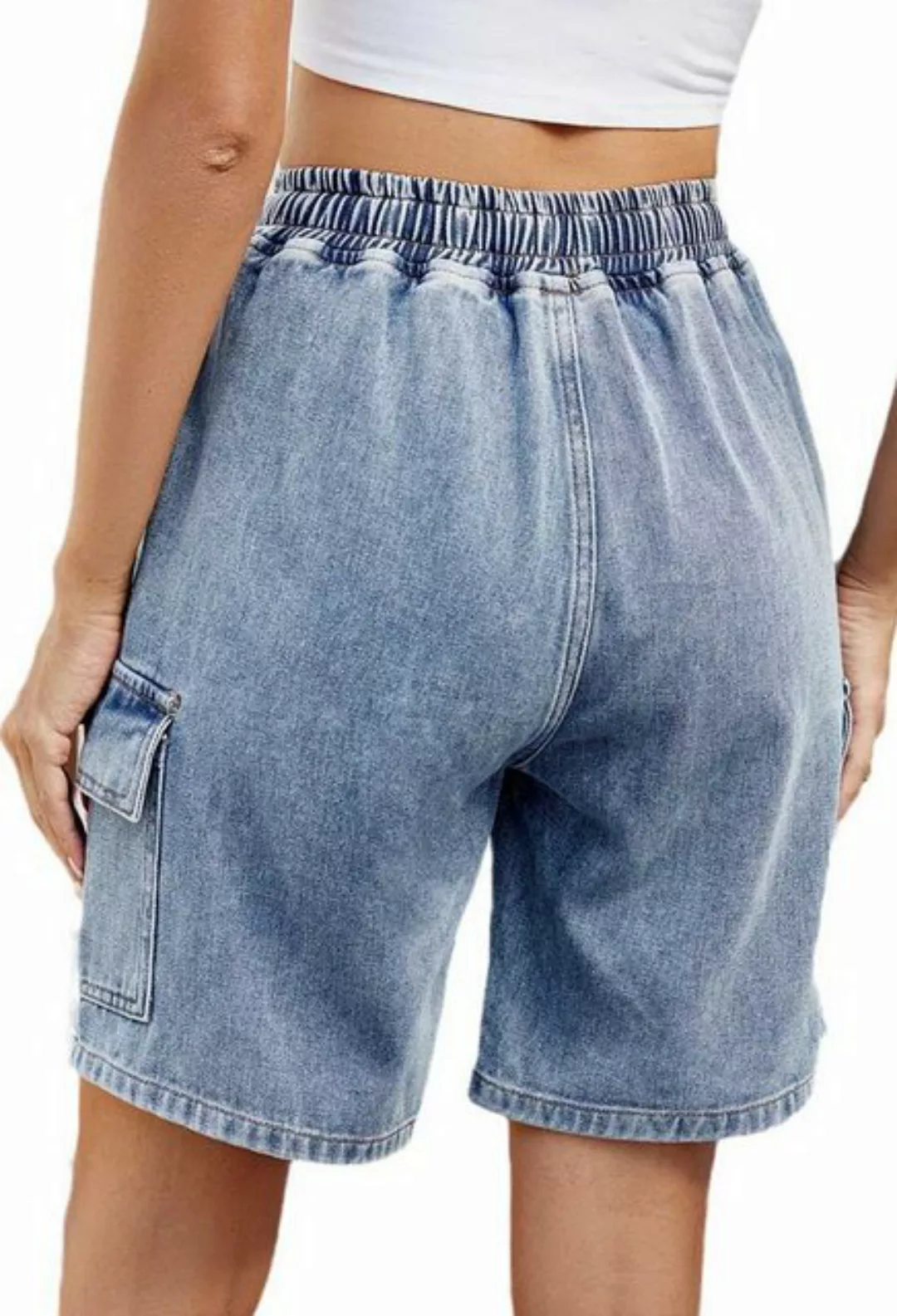 SEGUEN Jeansshorts Gewaschene elastische Taille fünf Denim-Shorts (Modische günstig online kaufen