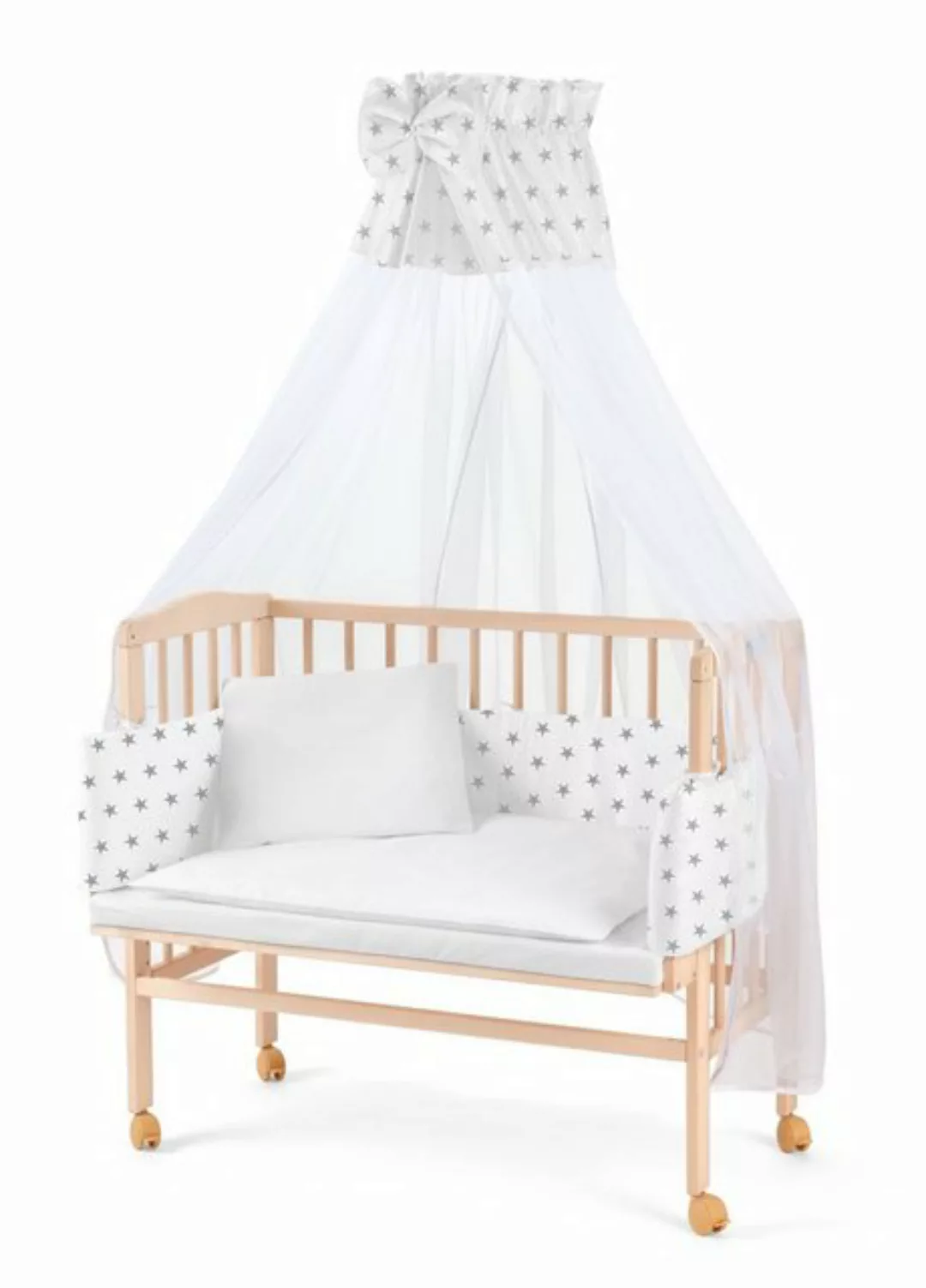 Waldin Beistellbett Waldin Baby Beistellbett,Matratze,Stoffset Buche massiv günstig online kaufen