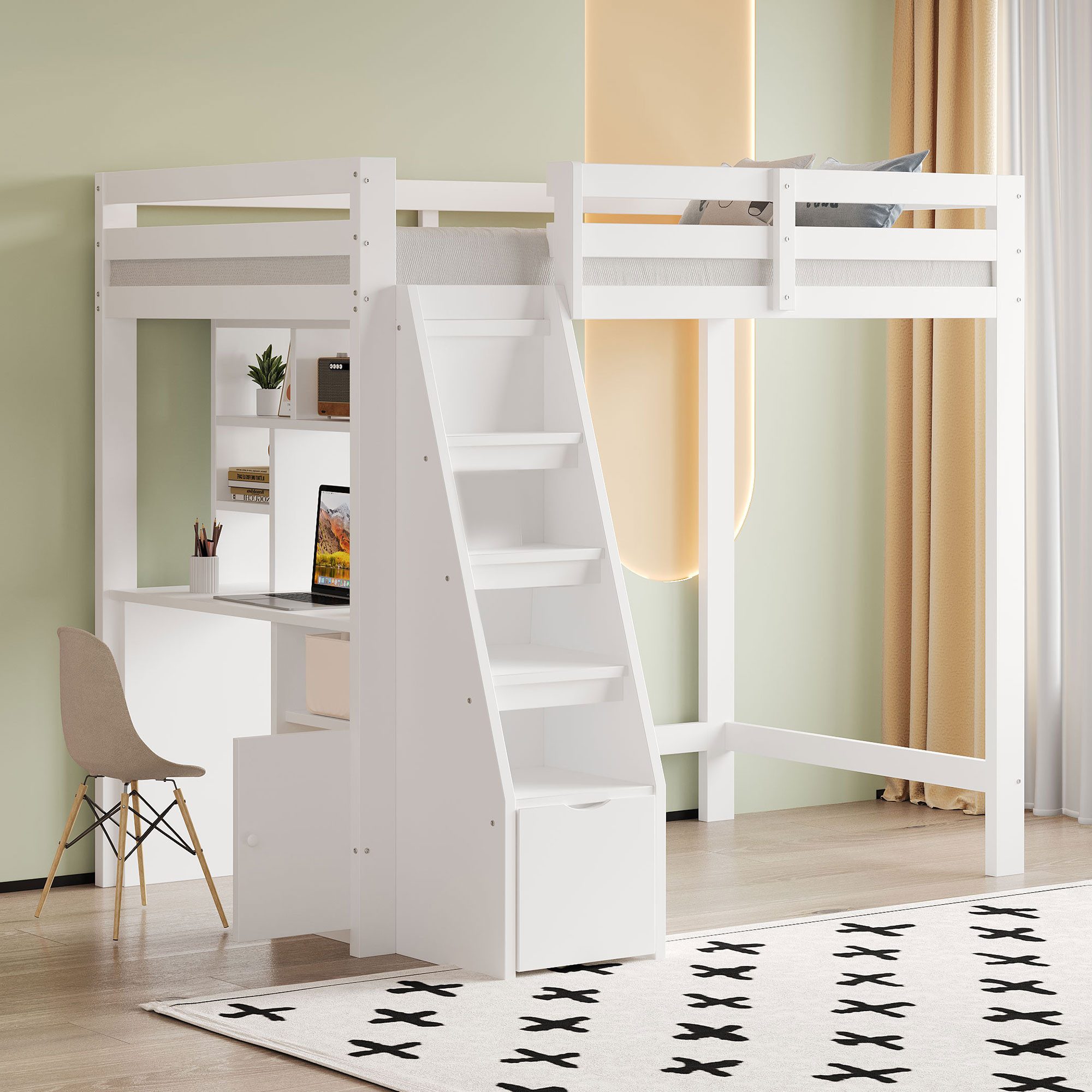 Flieks Hochbett Kinderbett Einzelbett 90x200cm mit günstig online kaufen