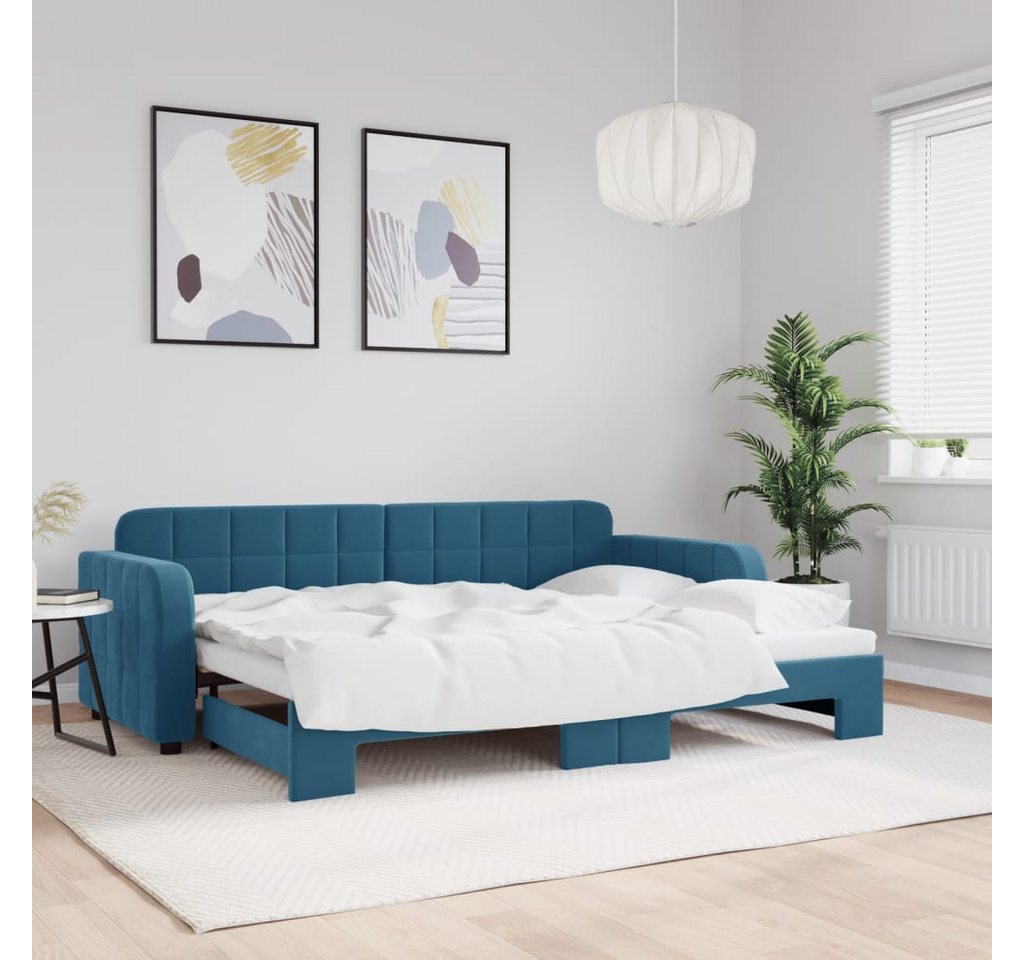 vidaXL Bett, Tagesbett Ausziehbar Blau 80x200 cm Samt günstig online kaufen