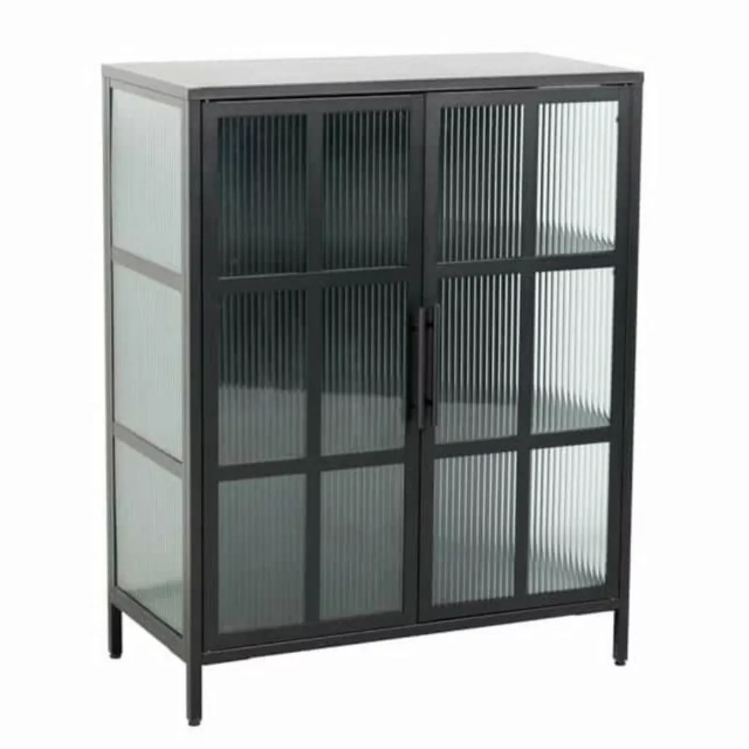 LebensWohnArt Mehrzweckschrank Elegante Virine ACERO 102x80cm schwarz Metal günstig online kaufen