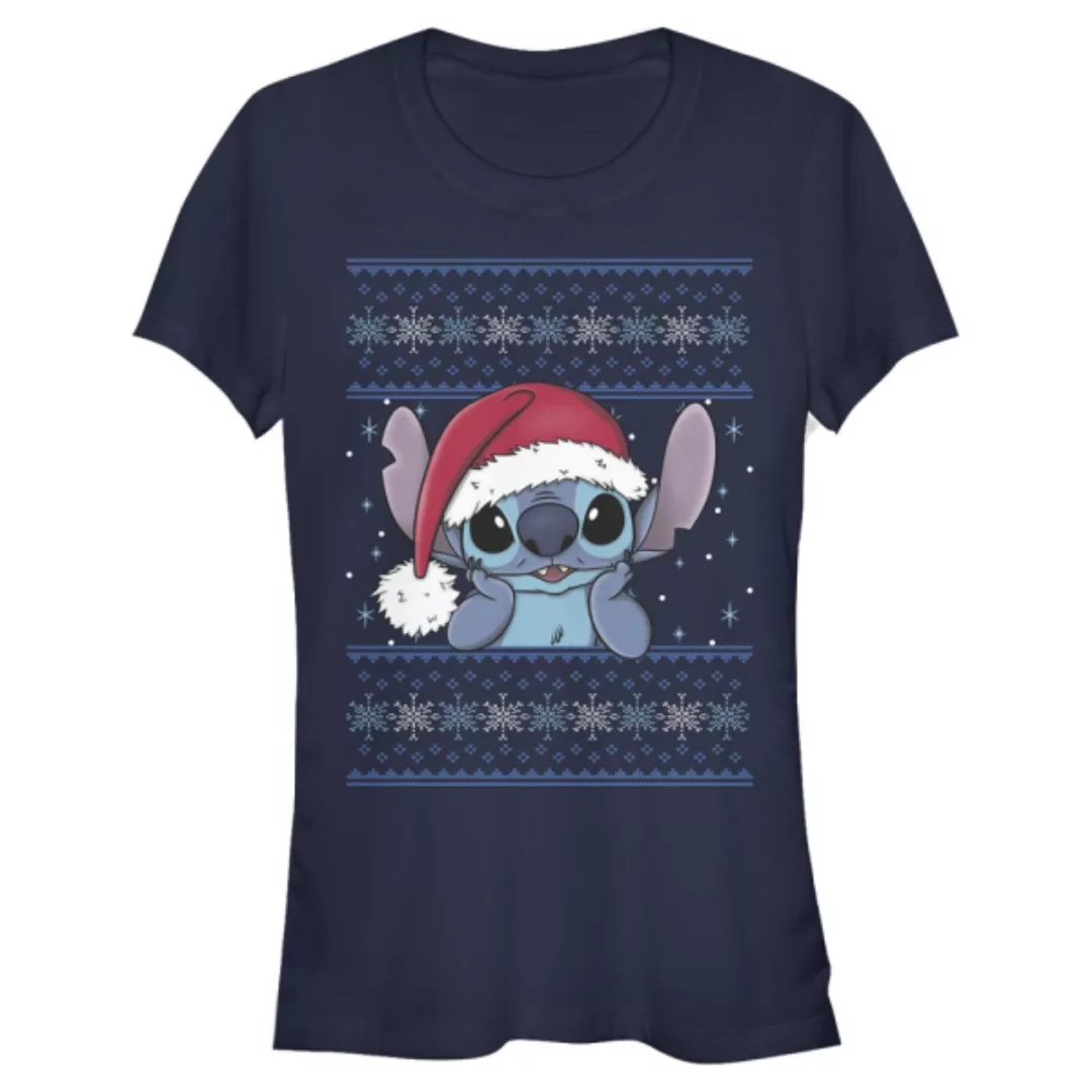Disney - Lilo & Stitch - Stitch Holiday Wearing Santa Hat - Frauen T-Shirt günstig online kaufen
