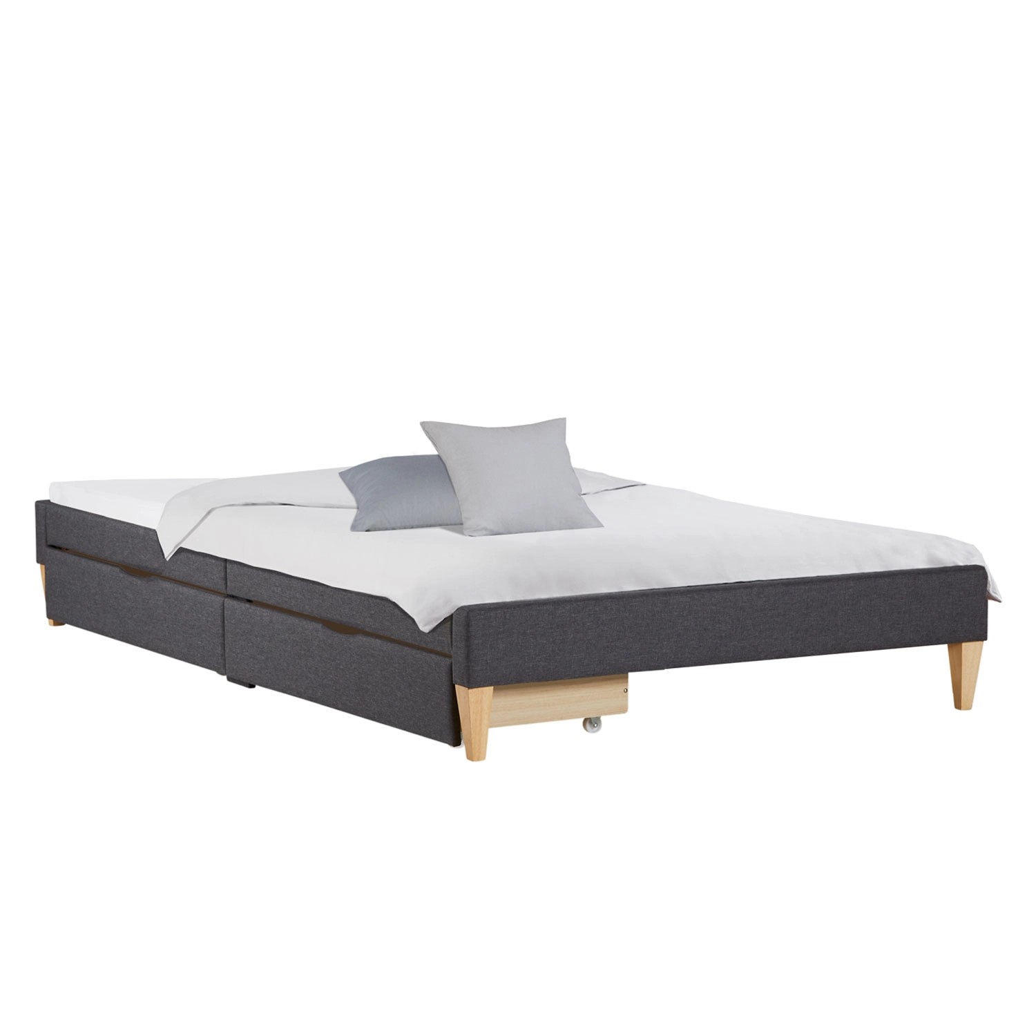 Homestyle4u Polsterbett 140x200 mit Lattenrost Matratze und Bettkästen in G günstig online kaufen