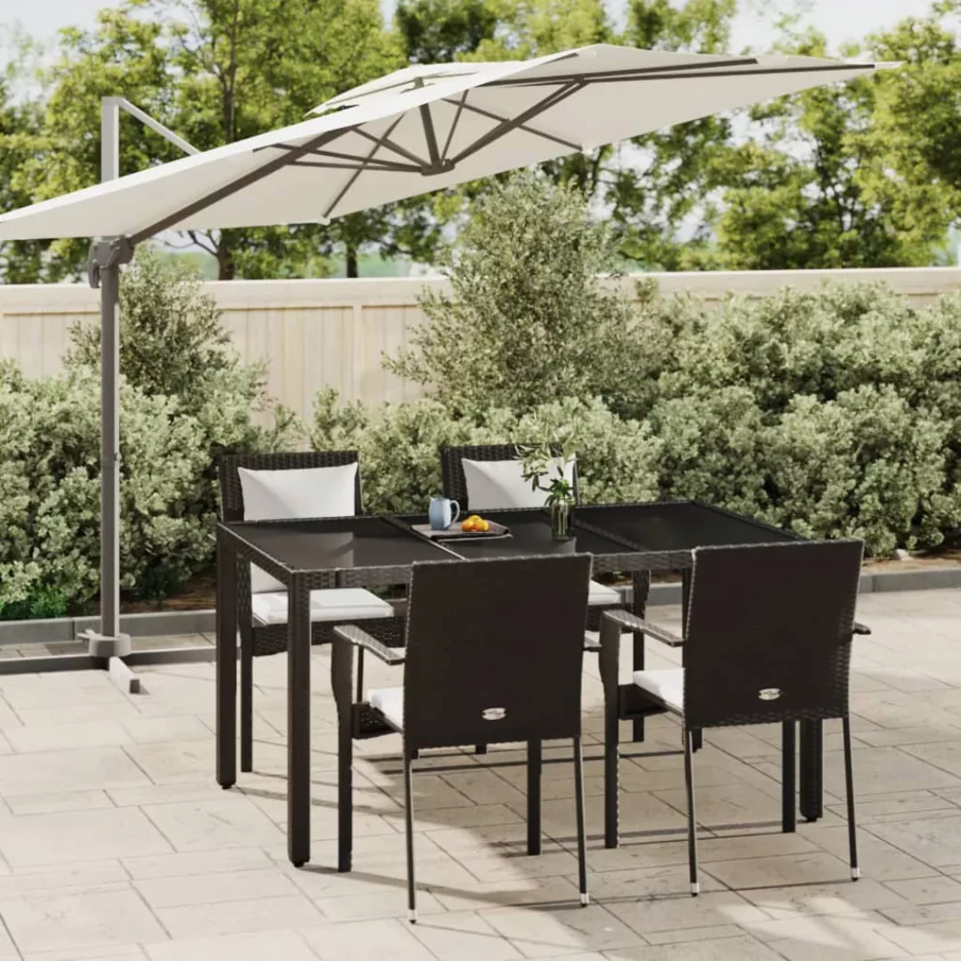 Vidaxl 5-tlg. Garten-essgruppe Mit Kissen Schwarz Poly Rattan günstig online kaufen