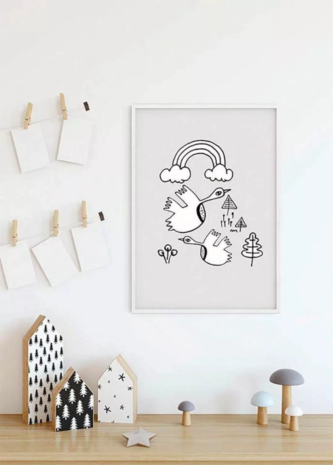 Komar Poster »Scribble Birdy«, Tiere, (1 St.), Kinderzimmer, Schlafzimmer, günstig online kaufen